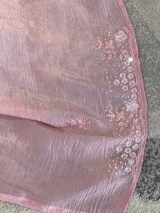 Cut Beads & Sequence Detailed Crushed Organza Saree | SBP799