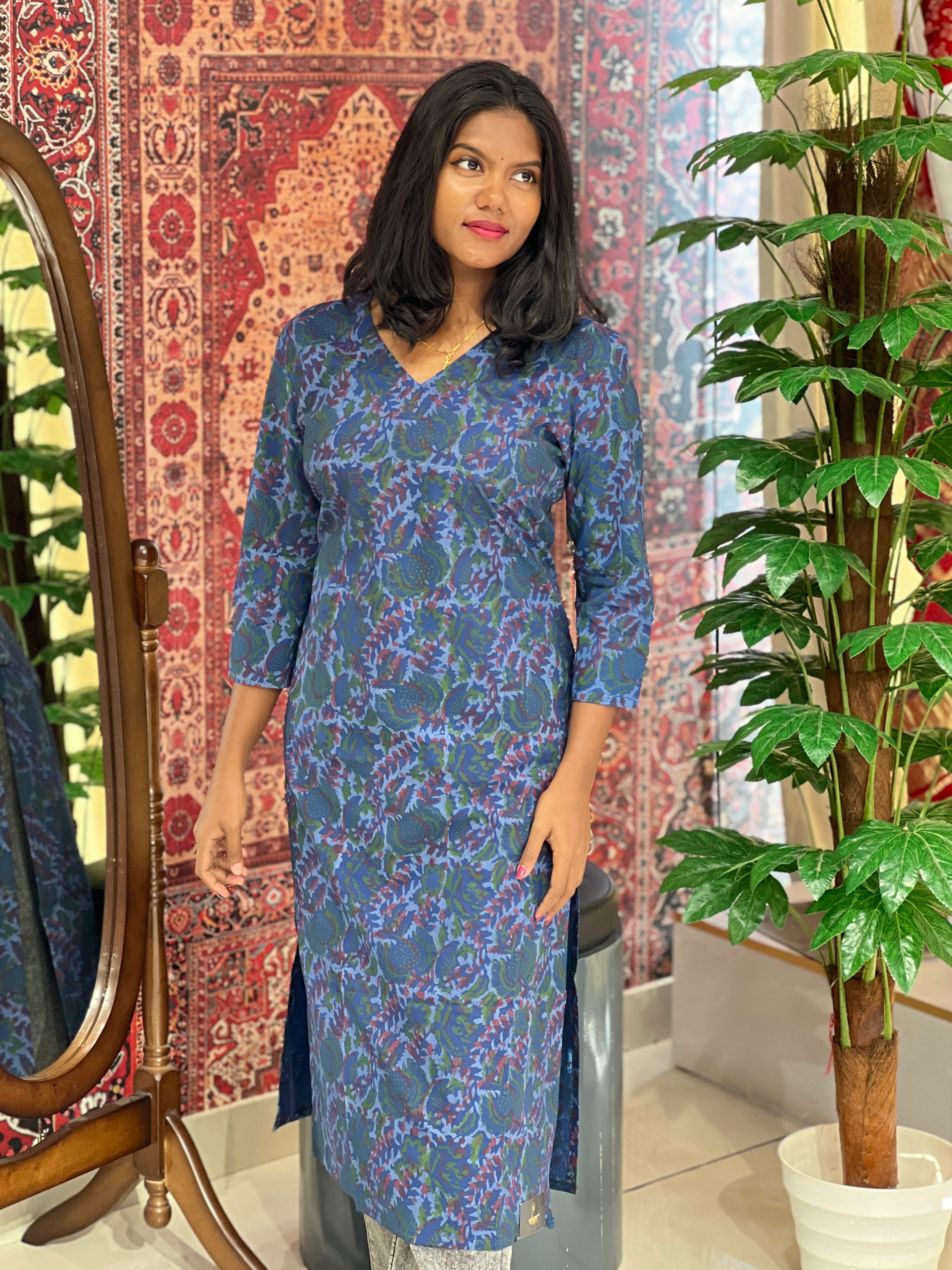 Print Detailed Cotton Kurta | DNT713