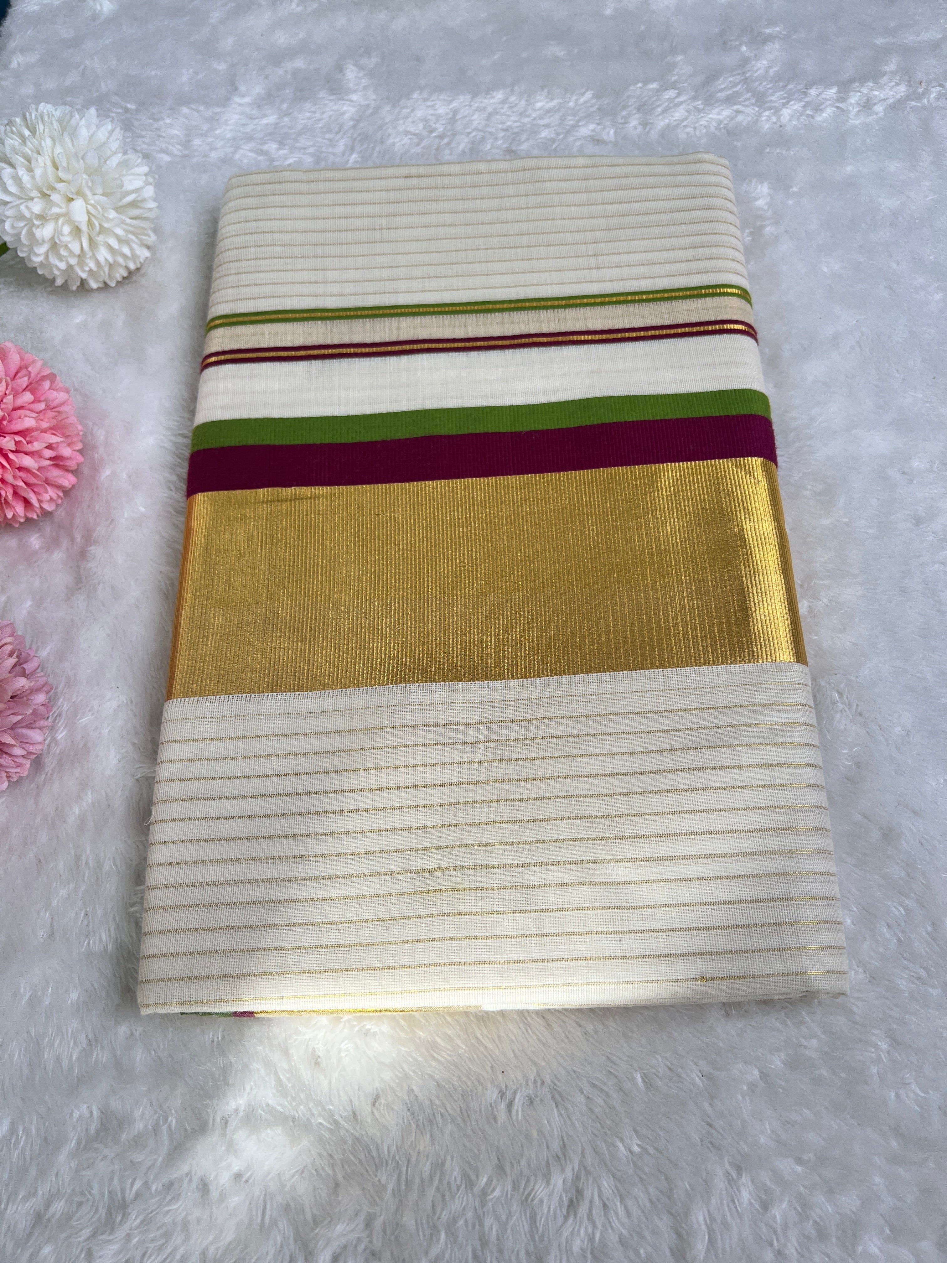 Double Border Pattern Kerala Cotton Saree | GAT484
