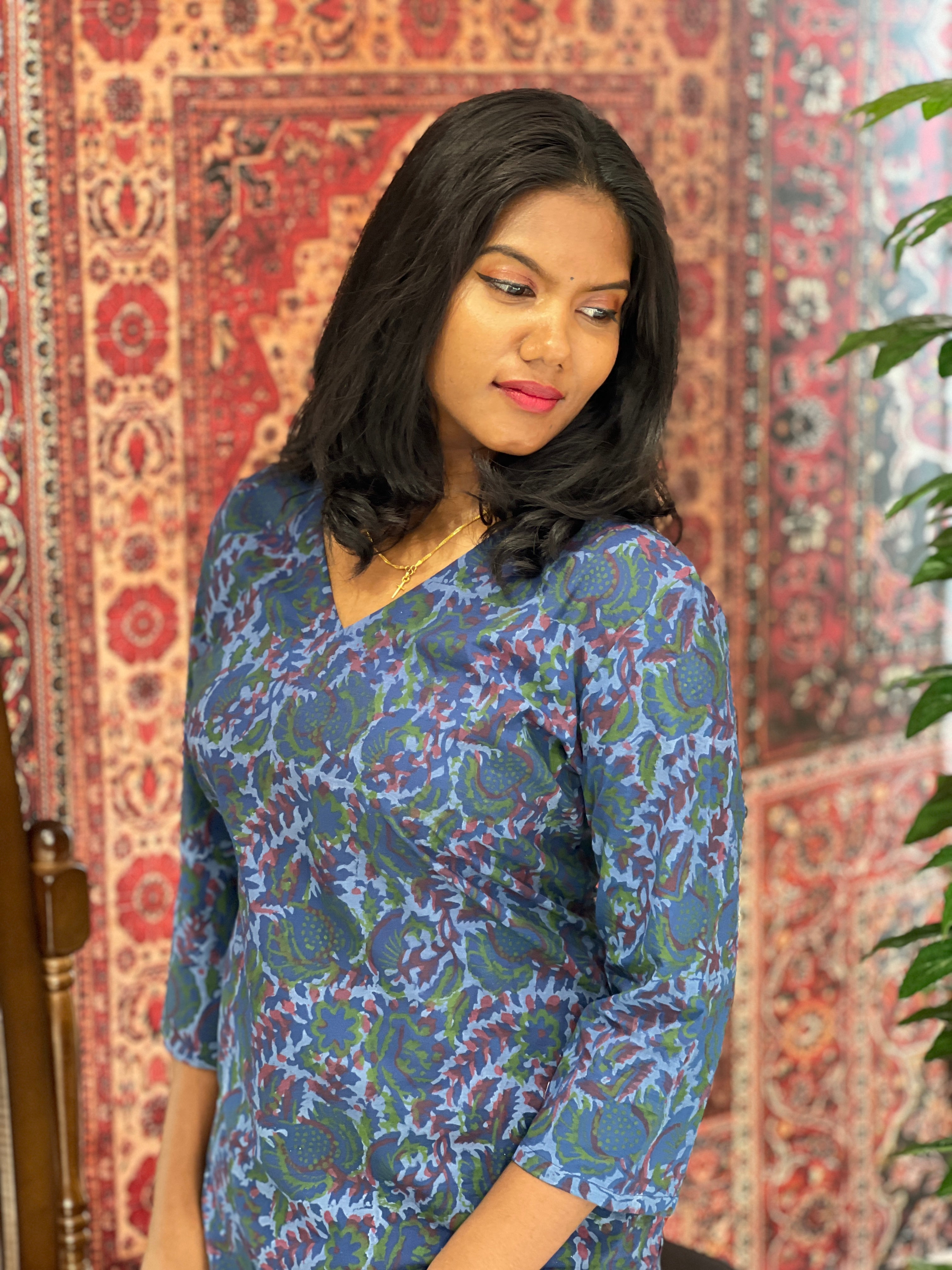 Print Detailed Cotton Kurta | DNT713