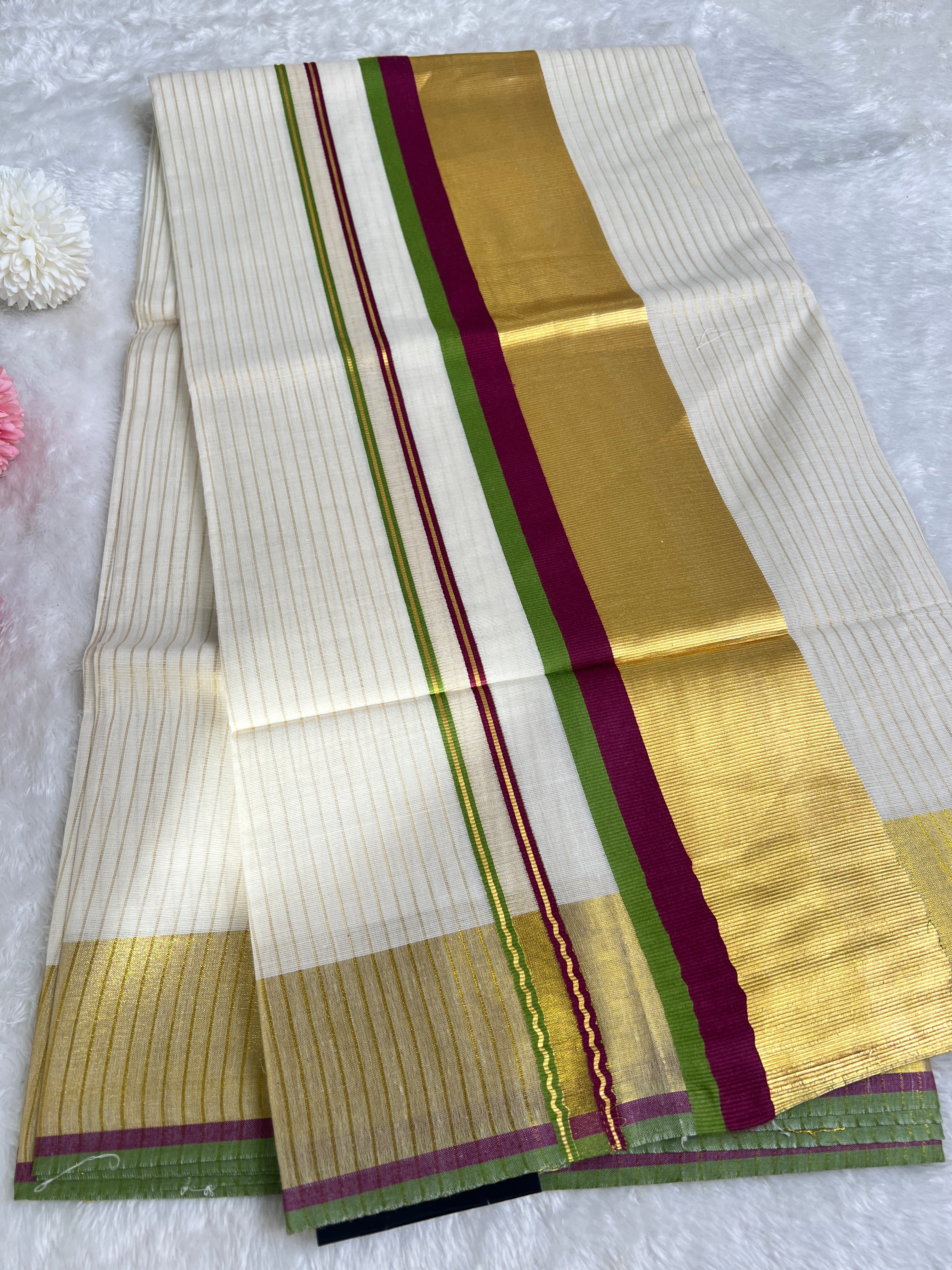 Double Border Pattern Kerala Cotton Saree | GAT484