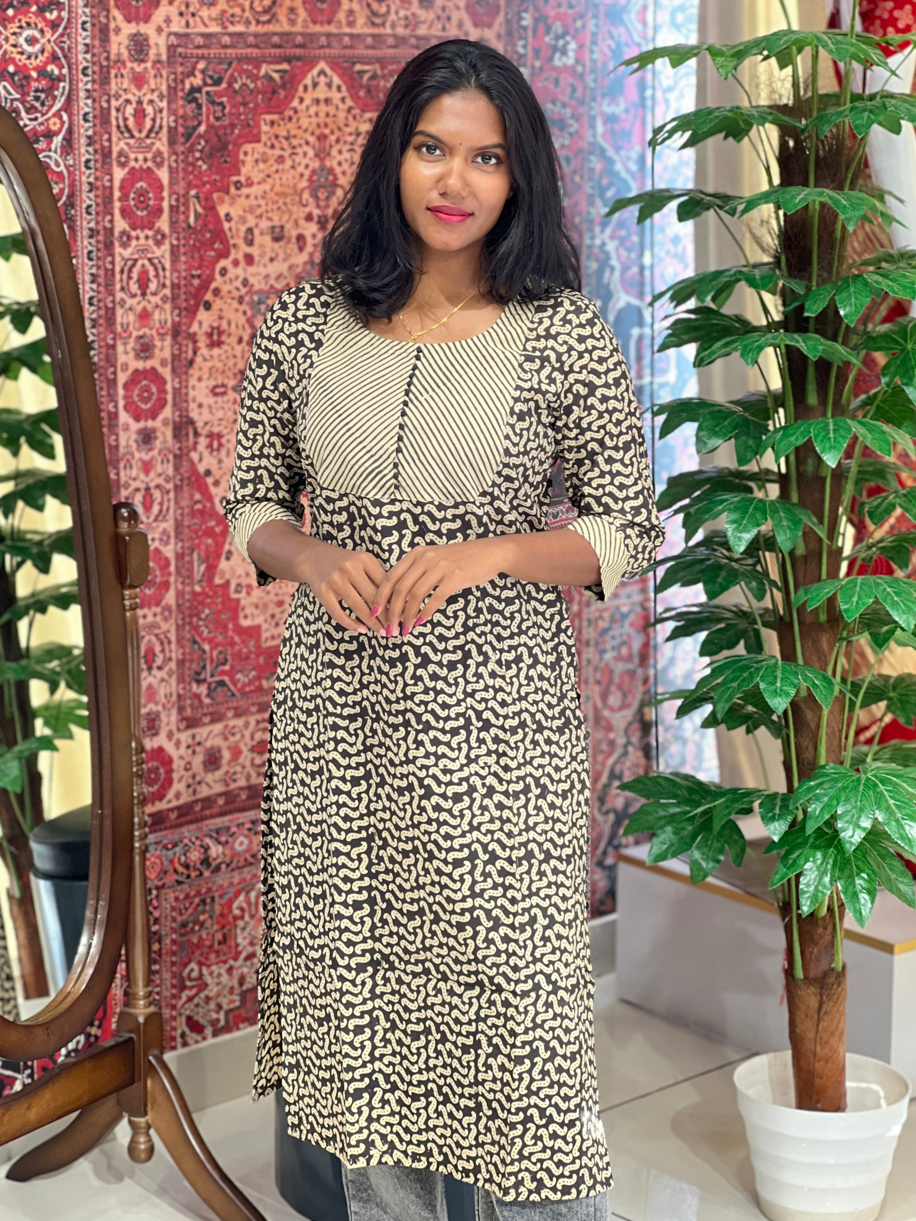 Print Detailed Cotton Kurta | DNT766