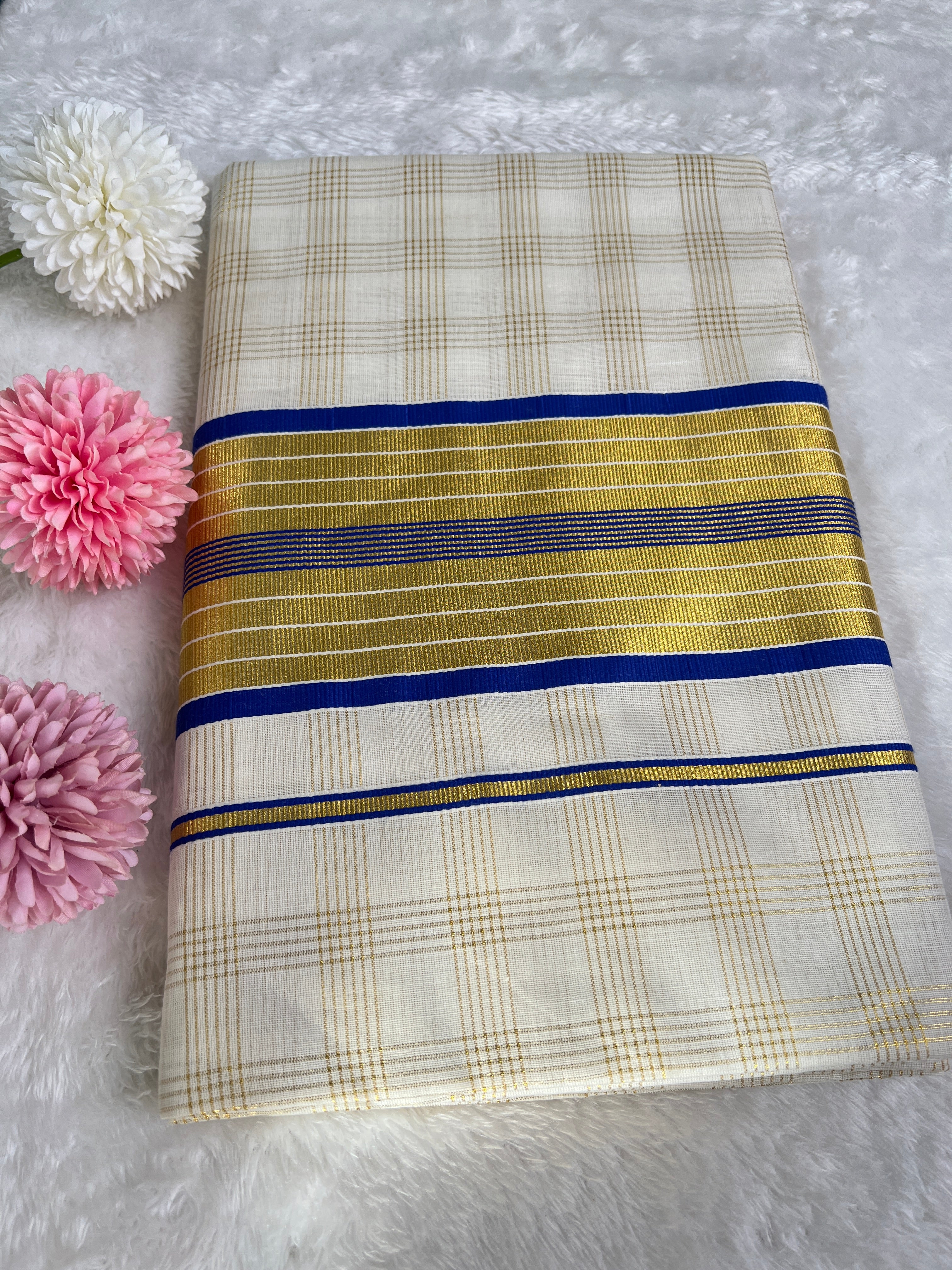 Check Pattern Kerala Cotton Saree | GAT449