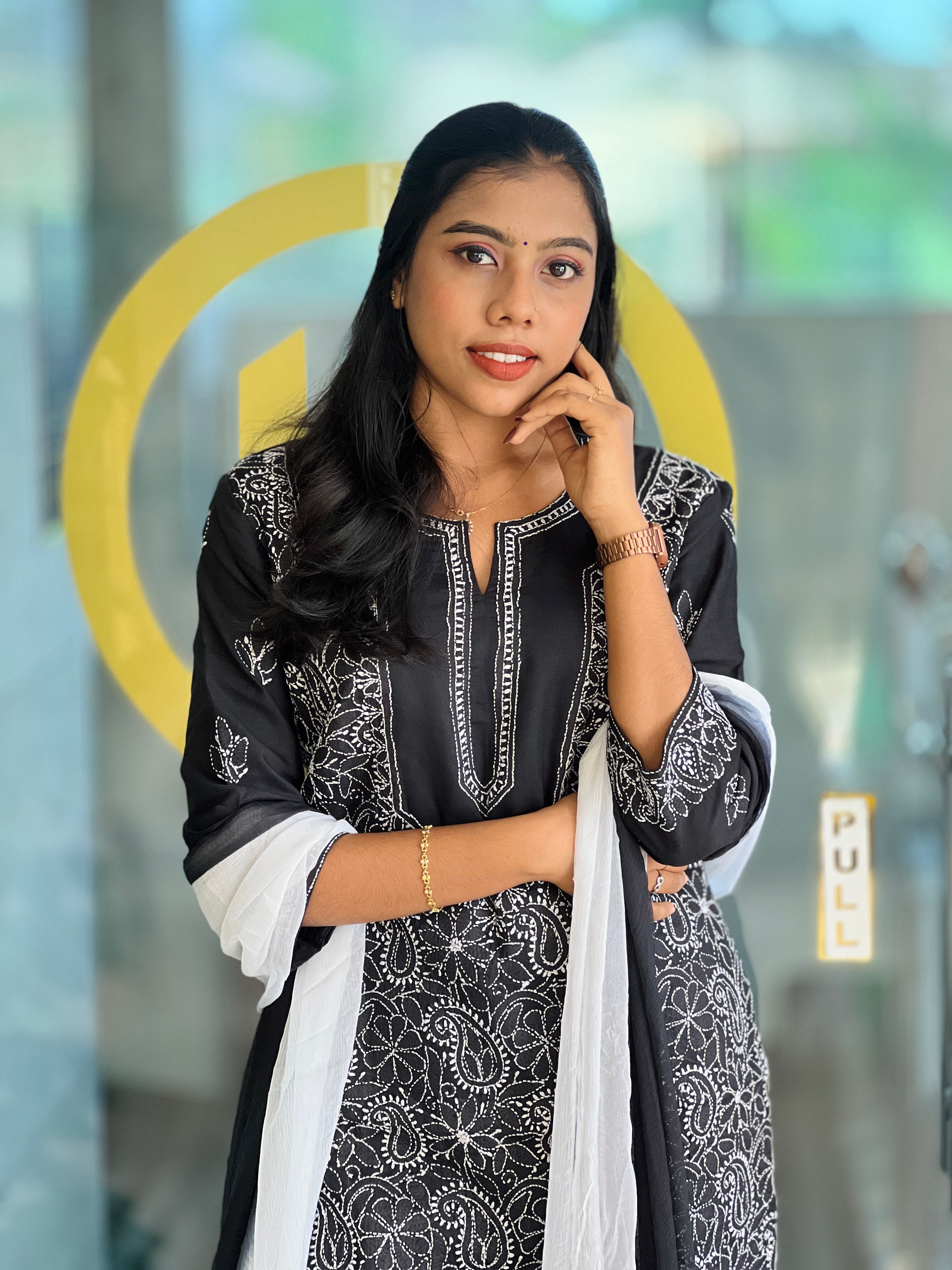 Kantha Embroidered Cotton Kurta Set | DNT602