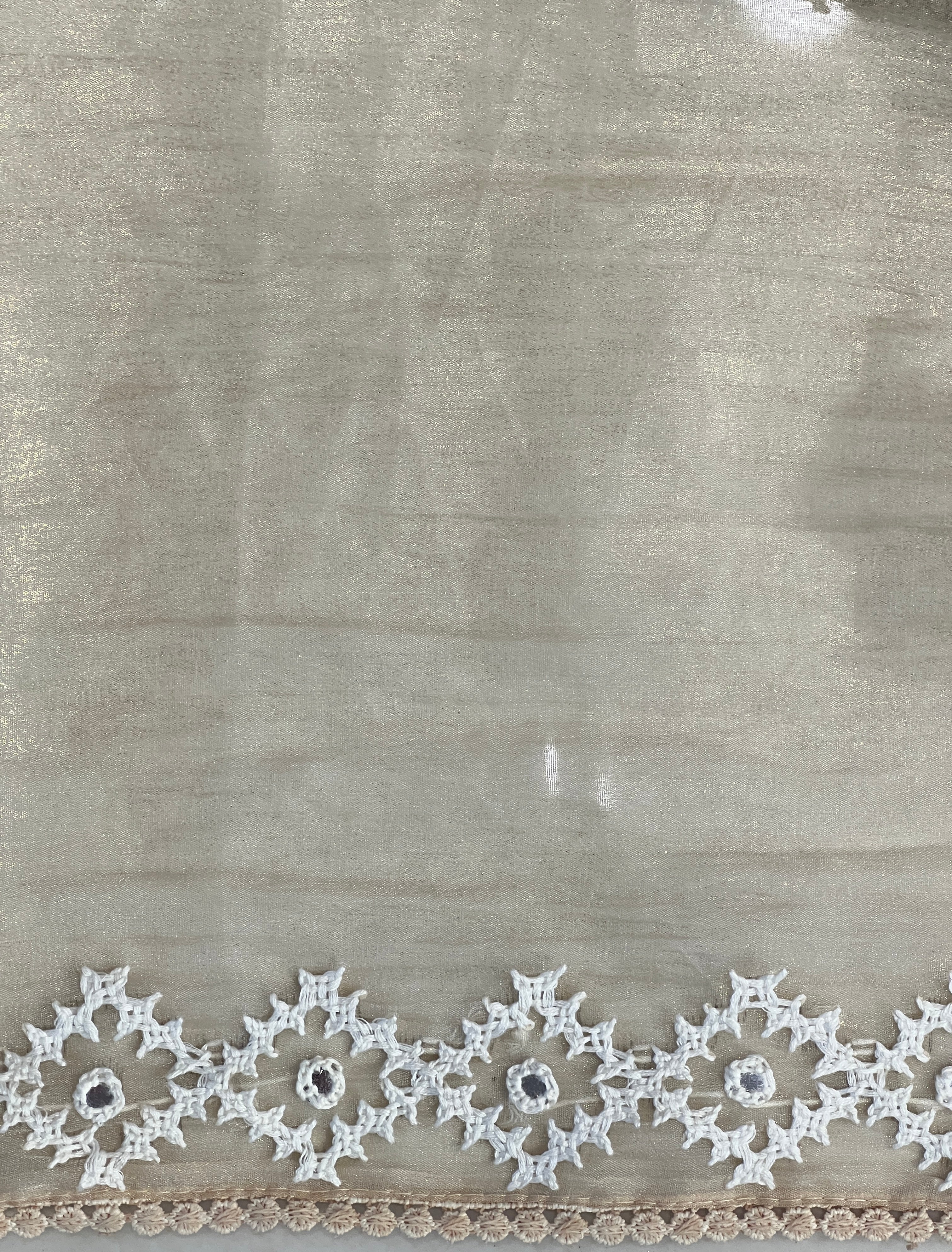 Kutch Work Detailed Crushed Tissue Organza Saree | BLD1916