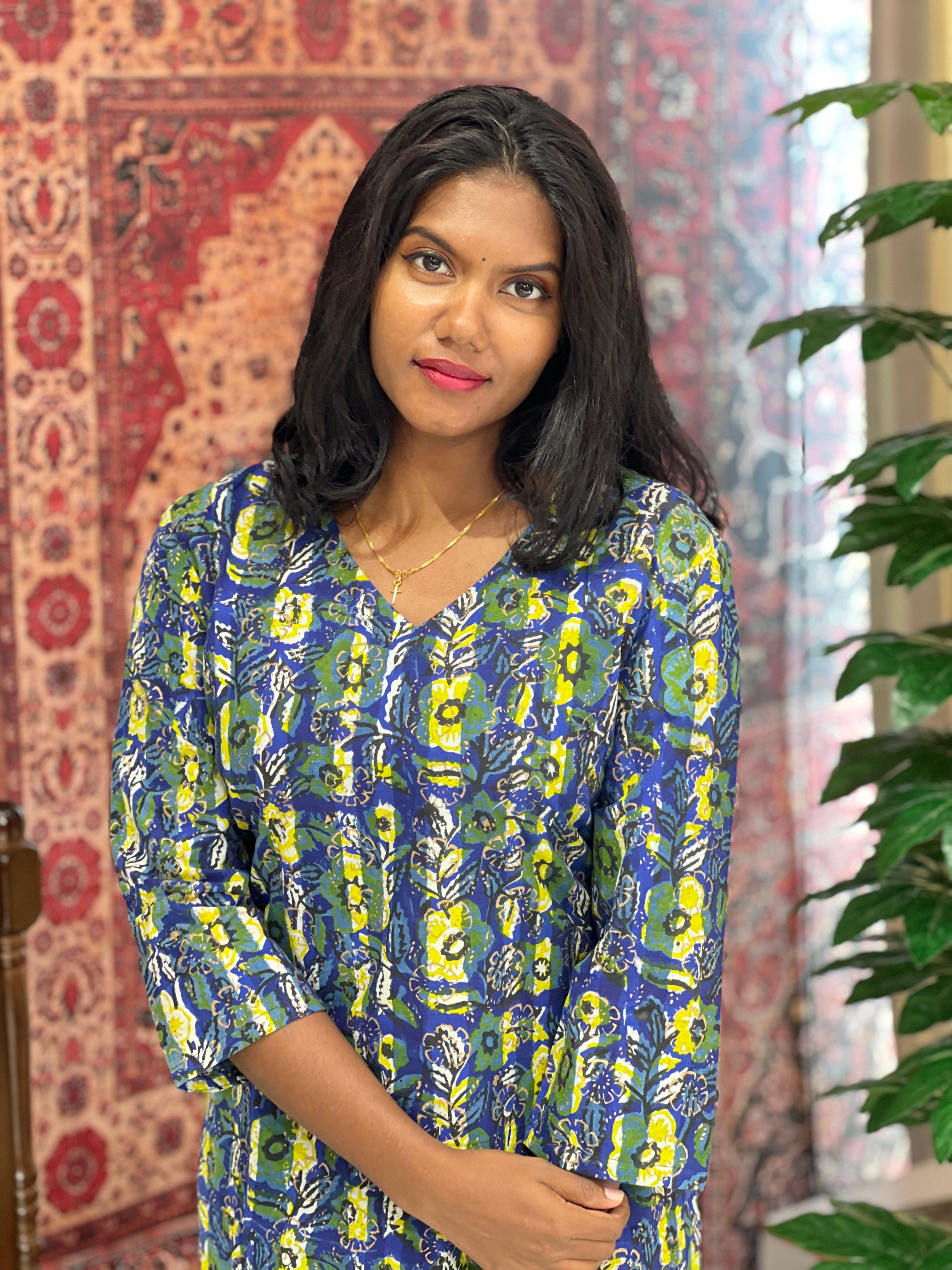 Floral Print Detailed Cotton Kurta | DNT732