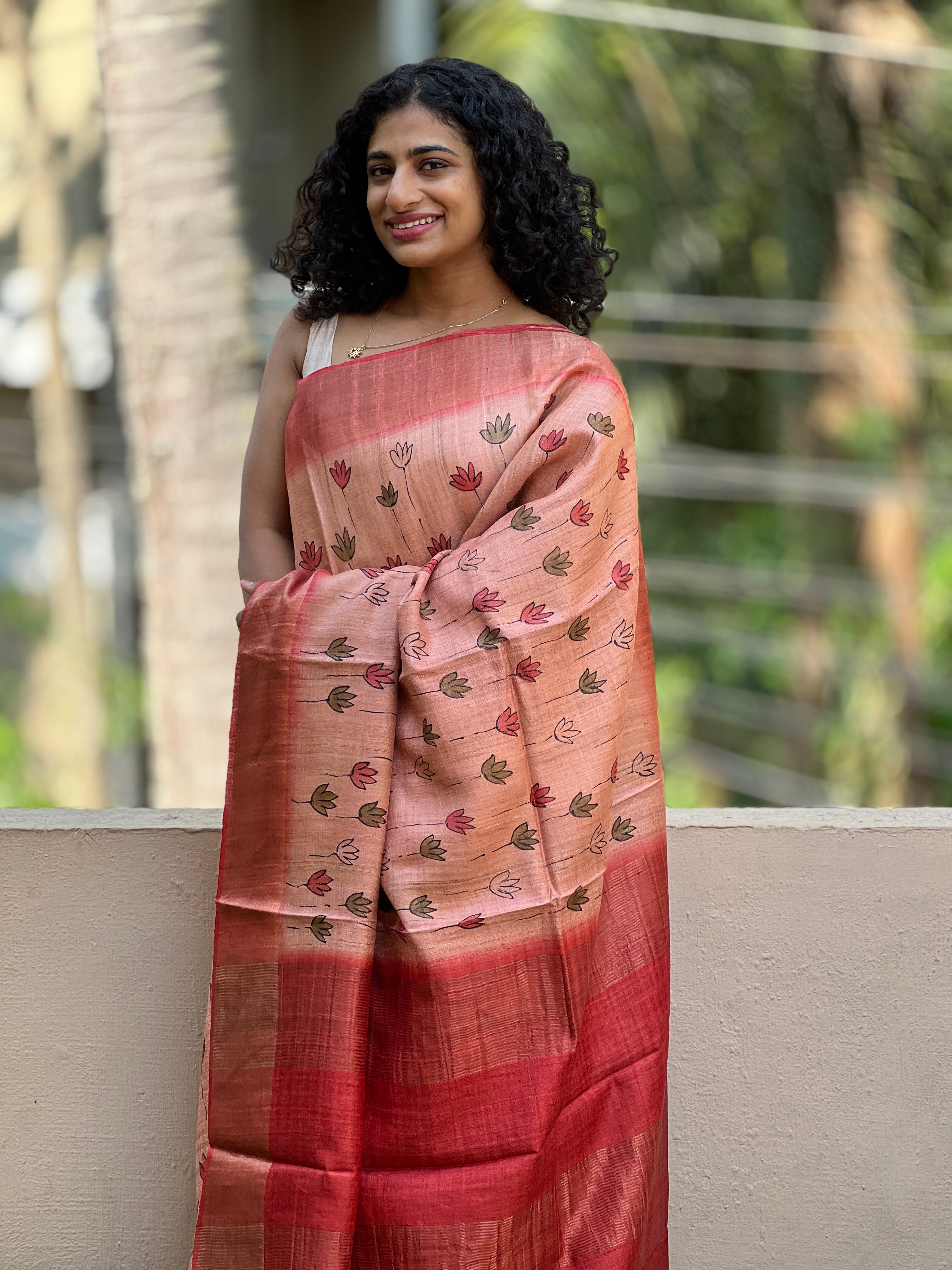 Hand painted Desi Tussar Saree |  HS1112 | Pre Order