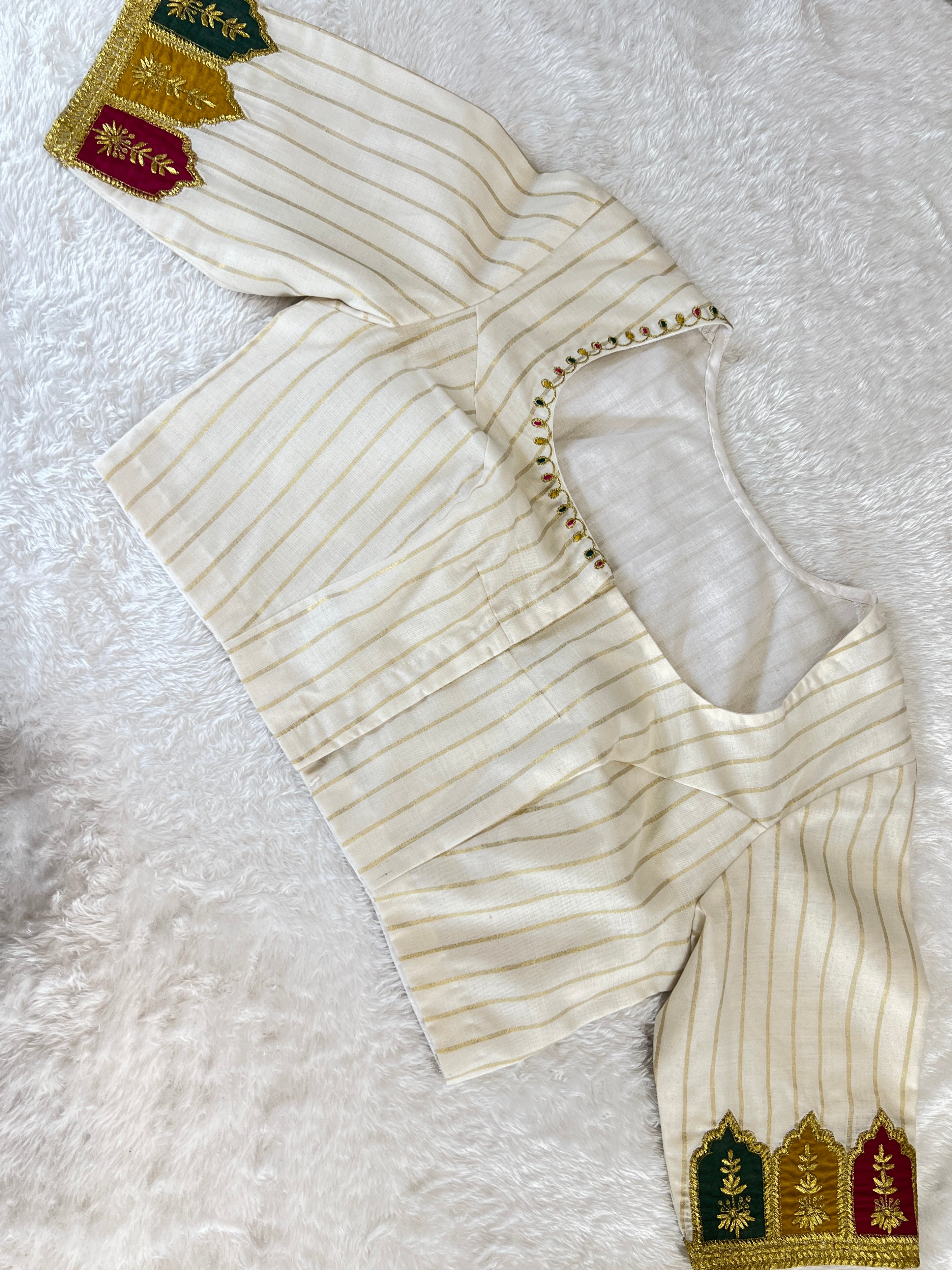 Vertical Line Pattern Cotton Blouse (Un Stitched ) | BM211