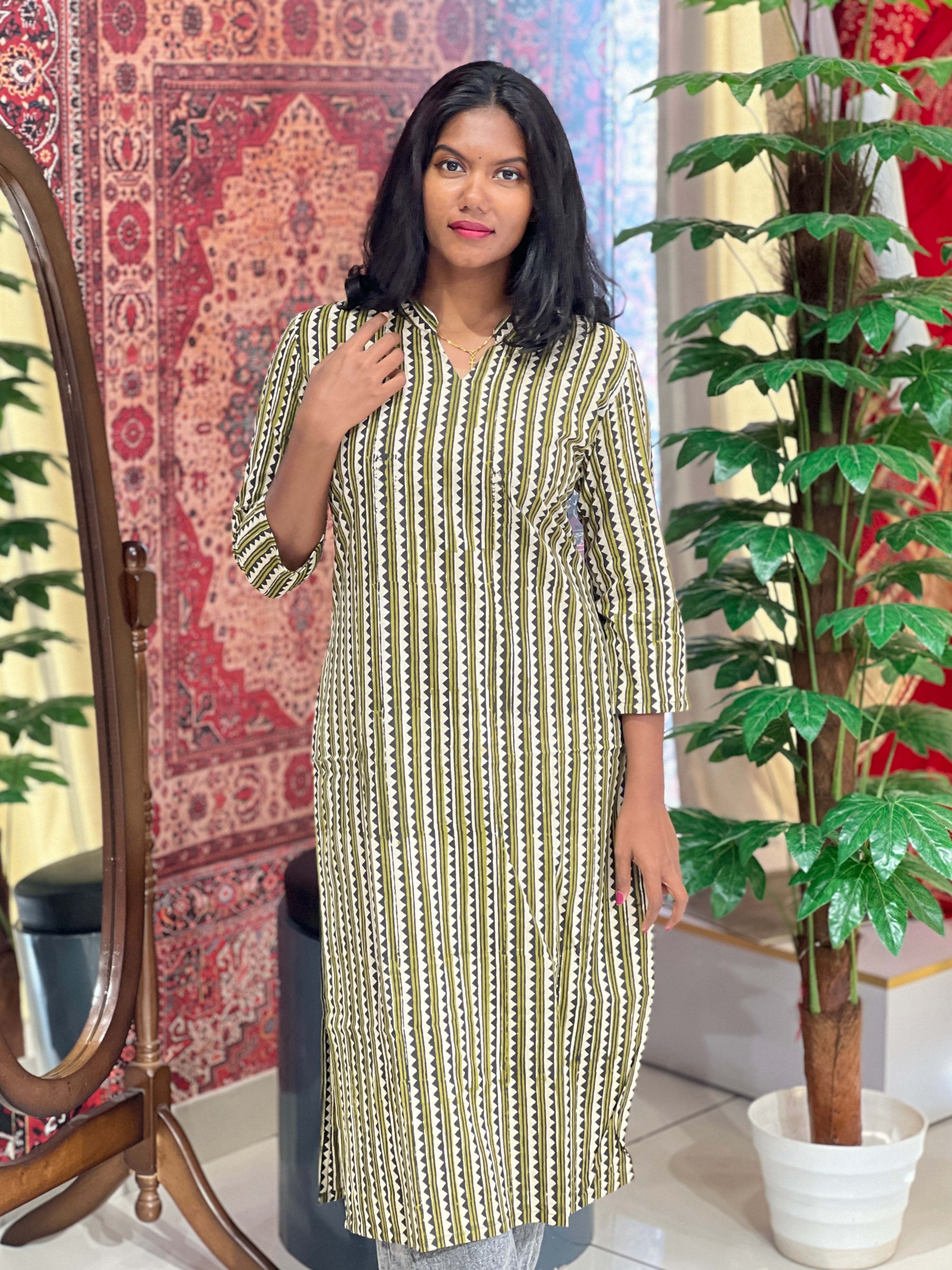Print Detailed Cotton Kurta | DNT748