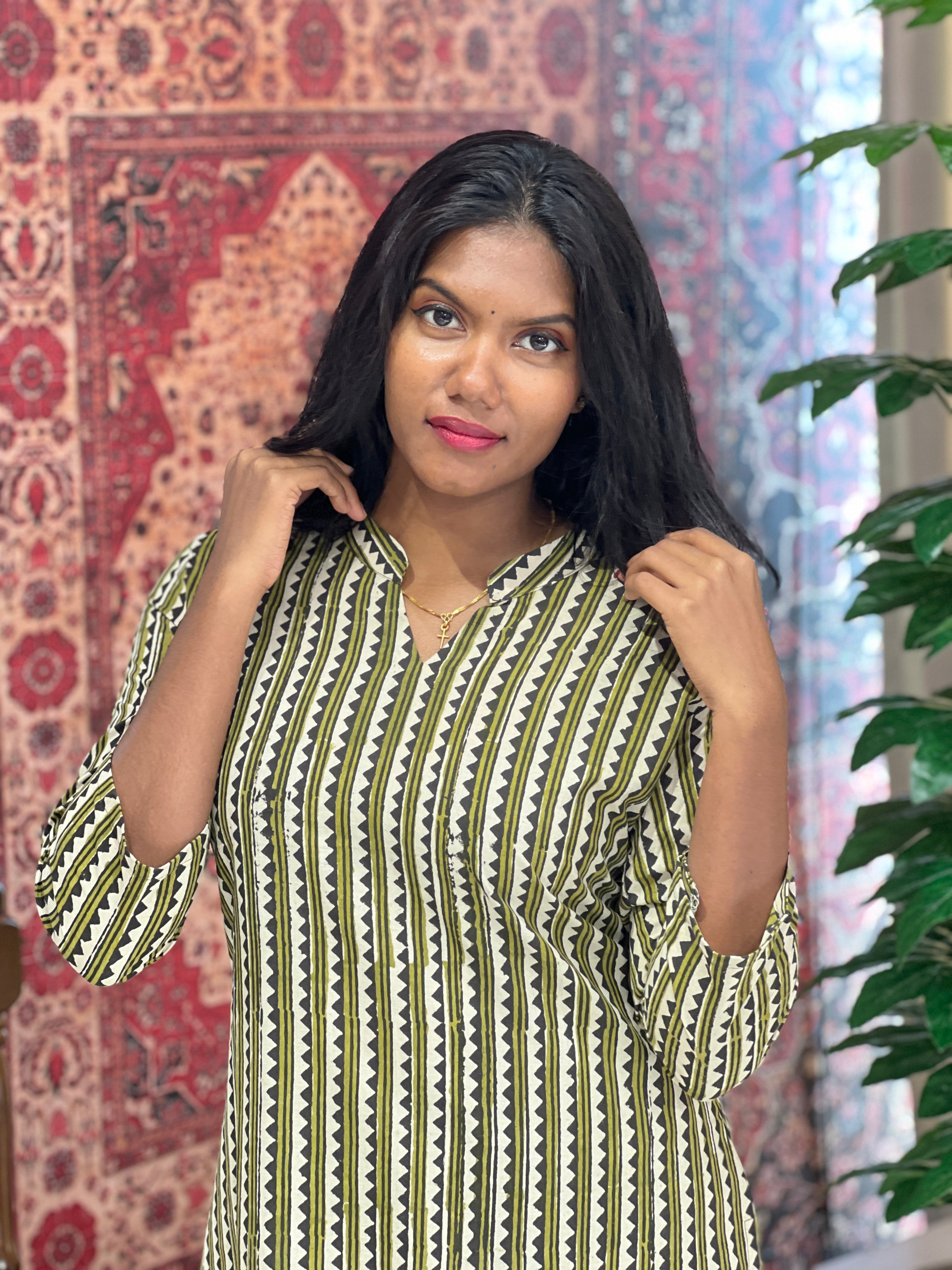 Print Detailed Cotton Kurta | DNT748