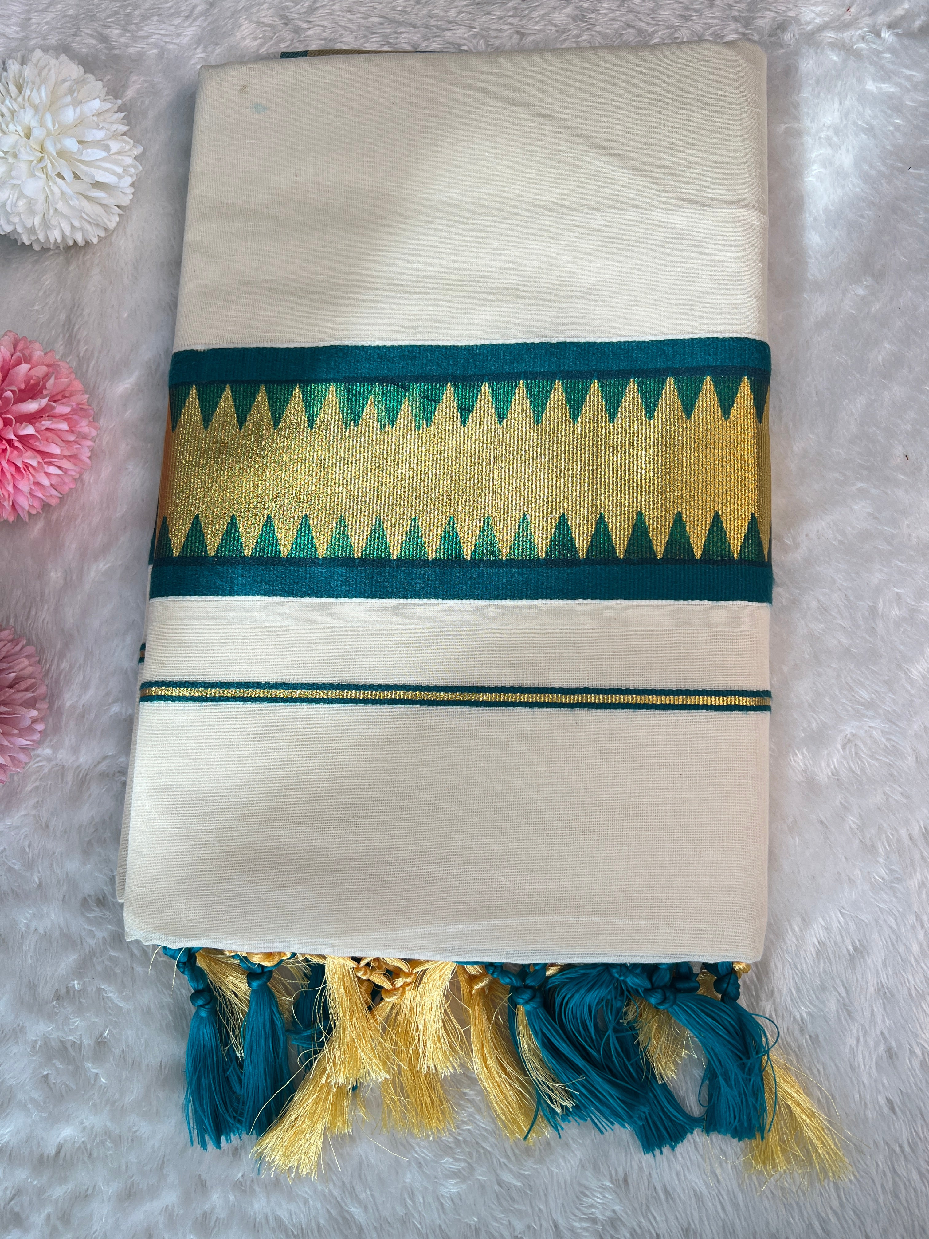 Temple Border Pattern Kerala Cotton Saree | GAT508