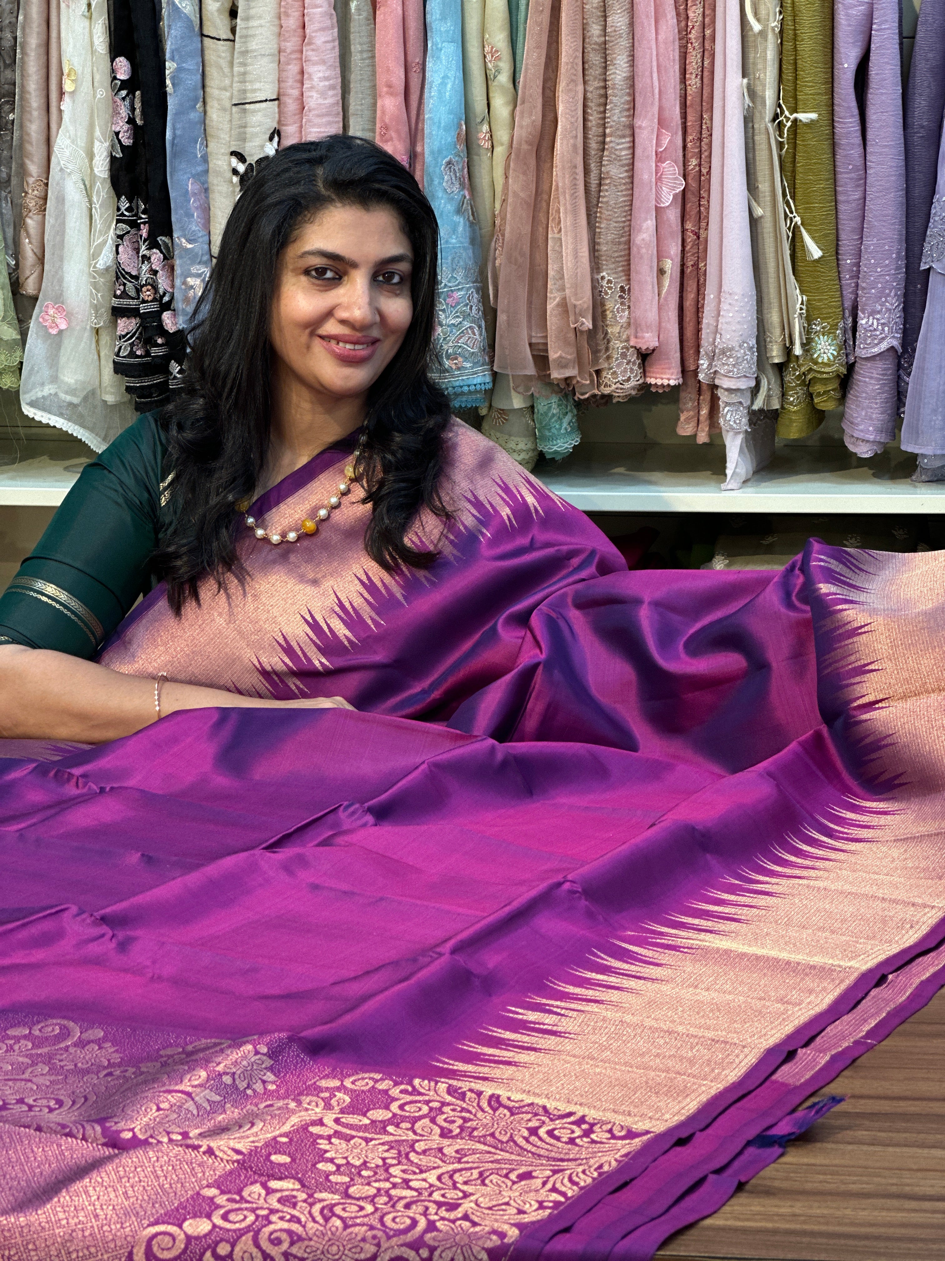 Temple Border Pattern Soft Silk Sarees | SMT139