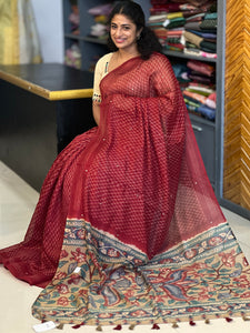 Screen Printed Bhagalpuri Linen Saree | GMS117