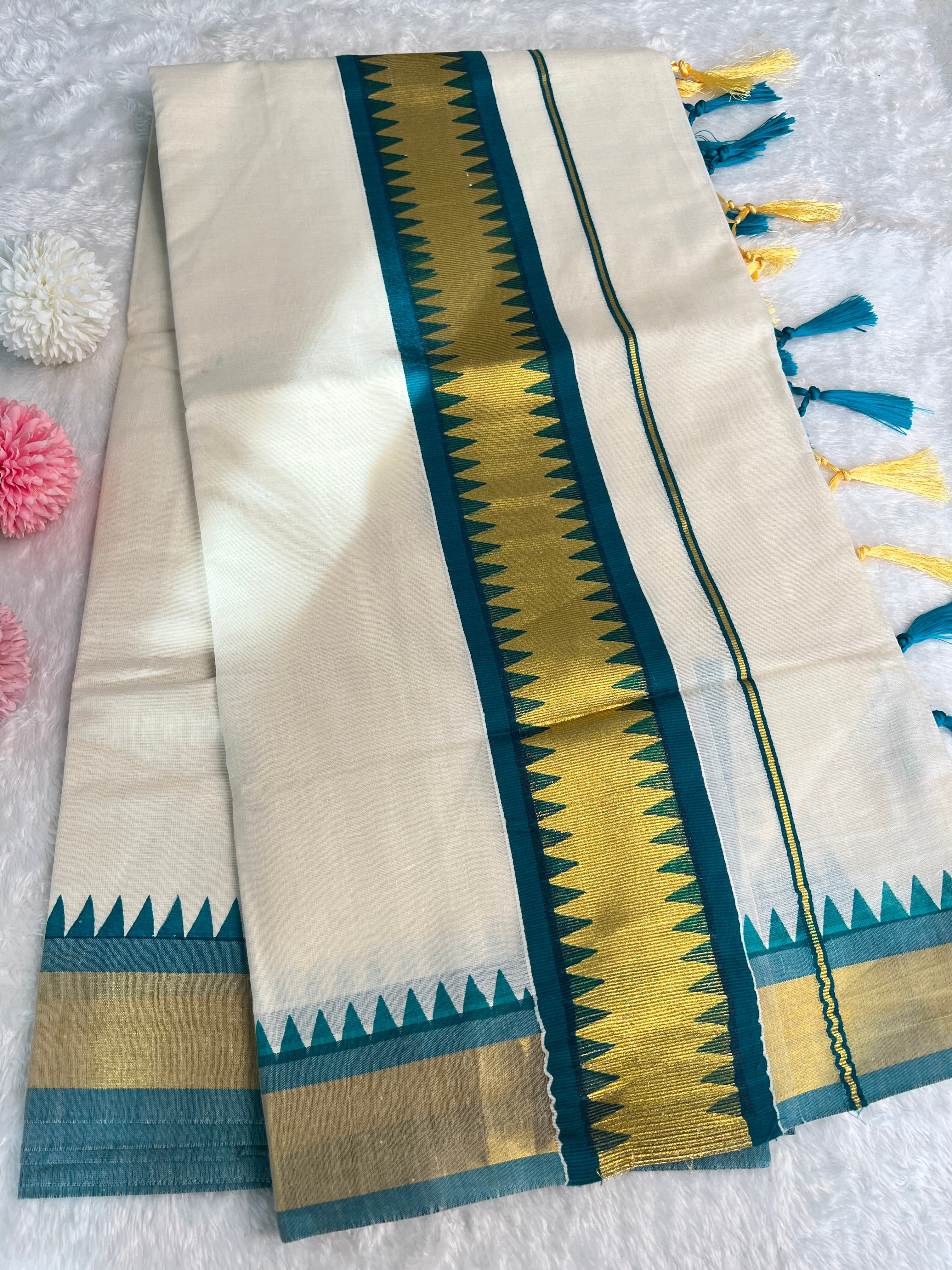 Temple Border Pattern Kerala Cotton Saree | GAT508