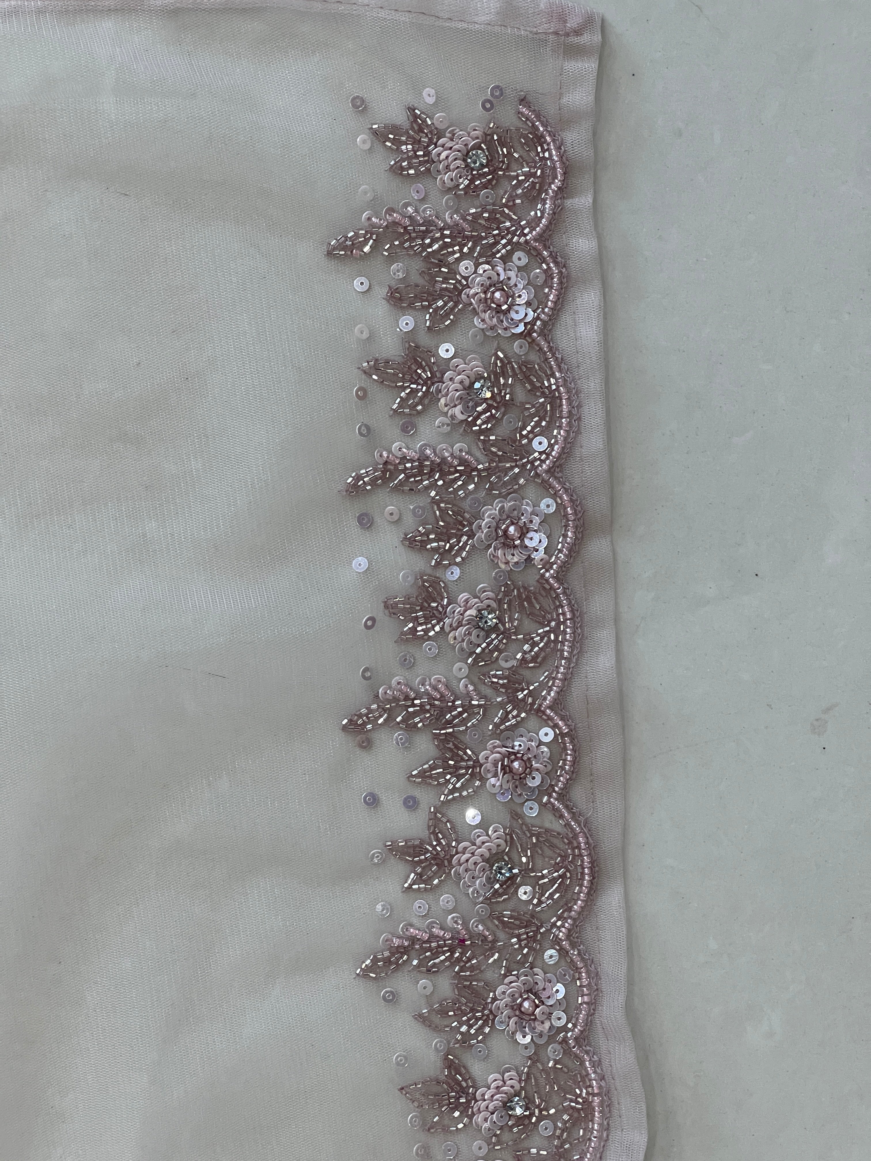 Beads Work Embroidered Net Saree | SBP795