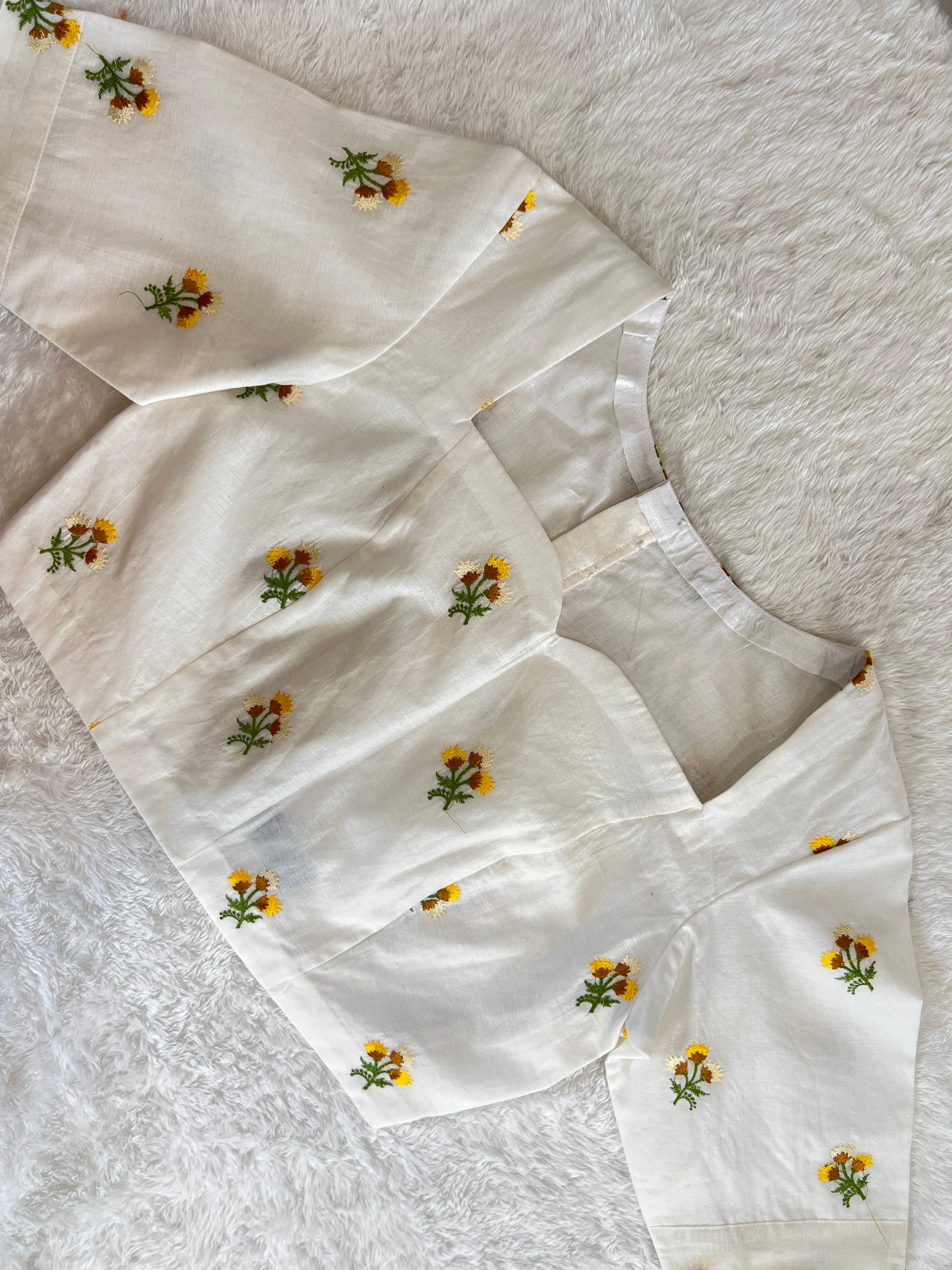 Floral Machine Embroidered Chanderi Blouse  (Un Stitched )|  BM212