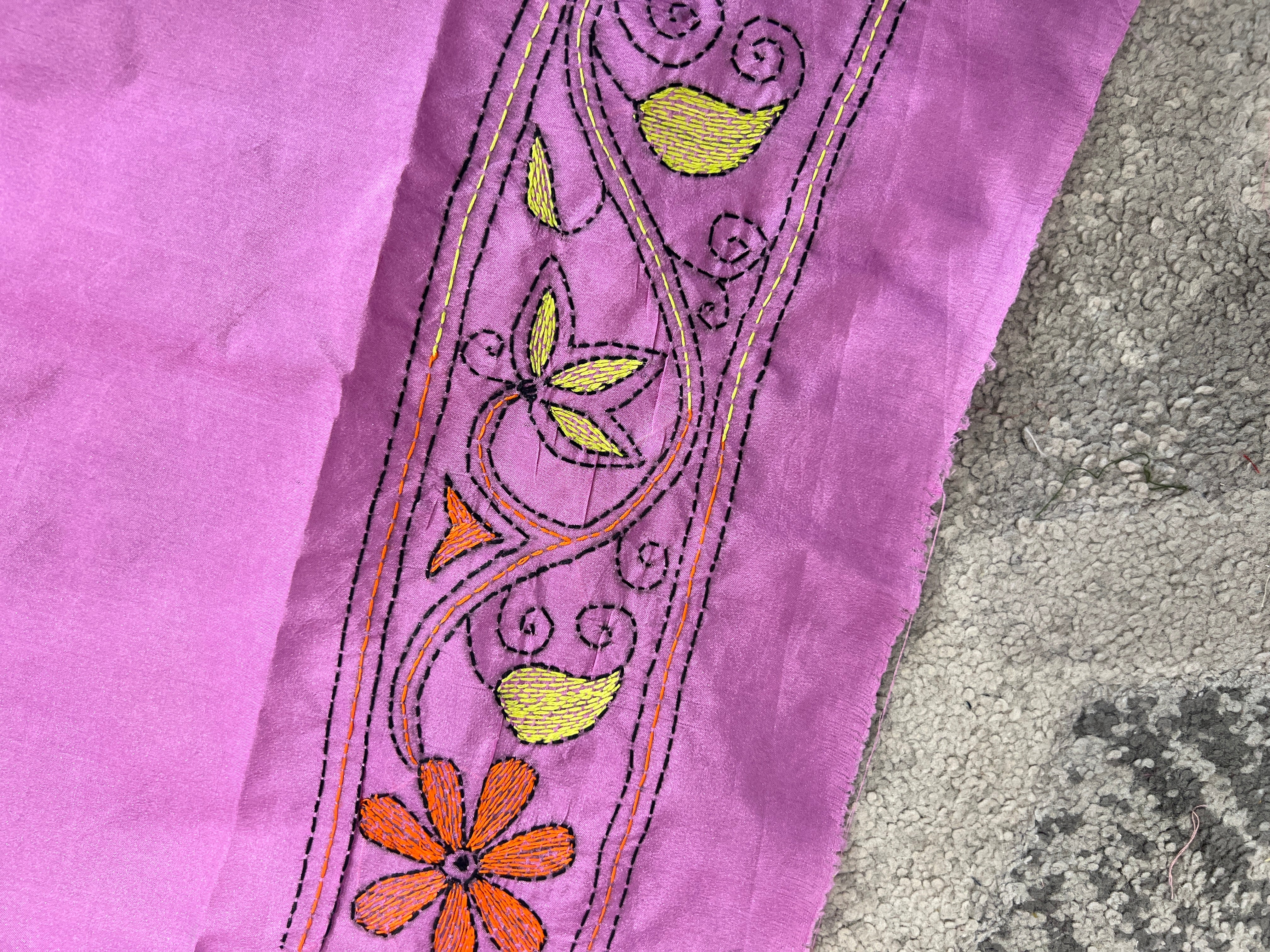 Hand Kantha Embroidered Silk Blend Saree | AYD118