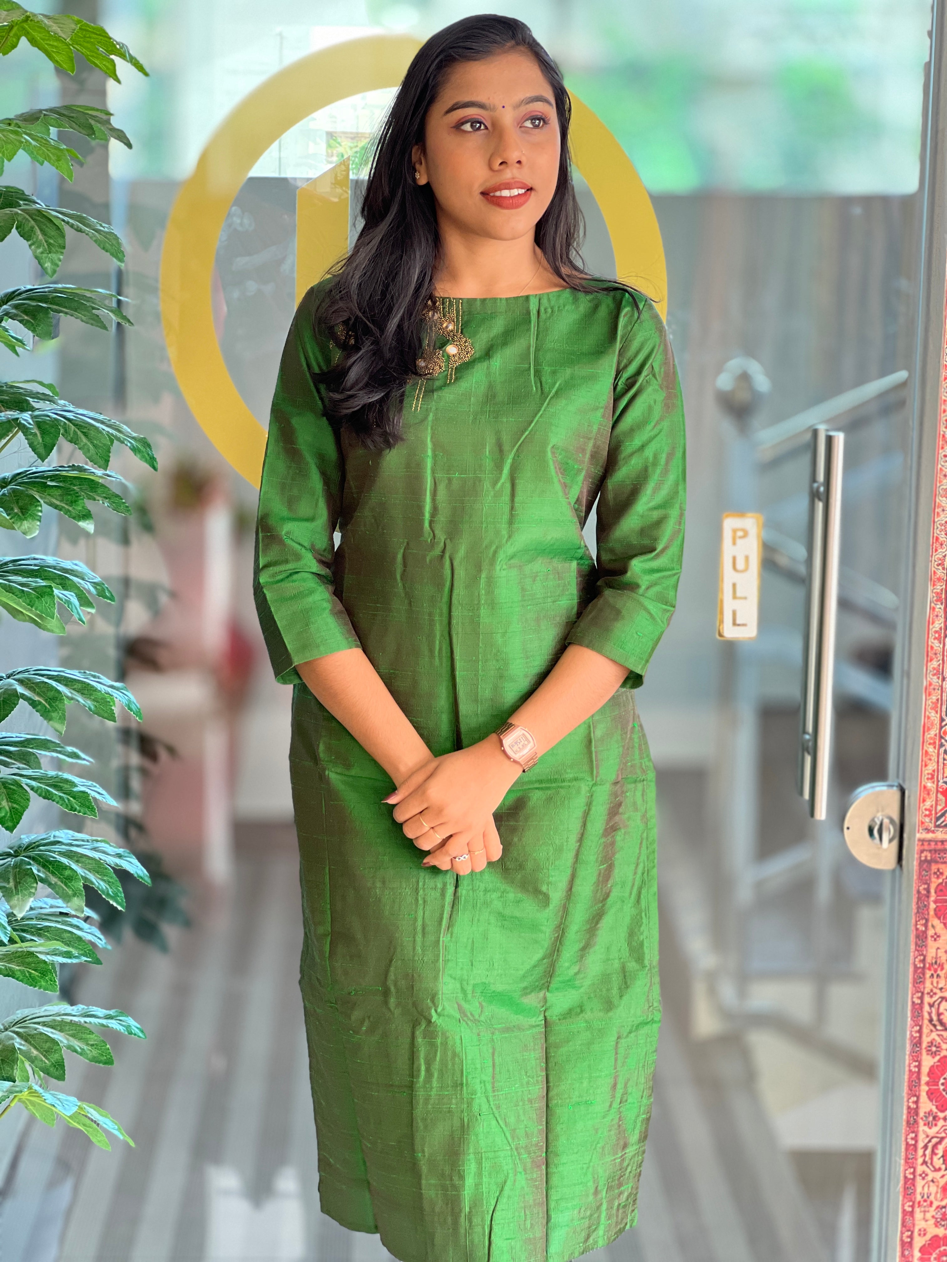 Embroidery Design Yoke Raw Cotton Kurta | DNT627
