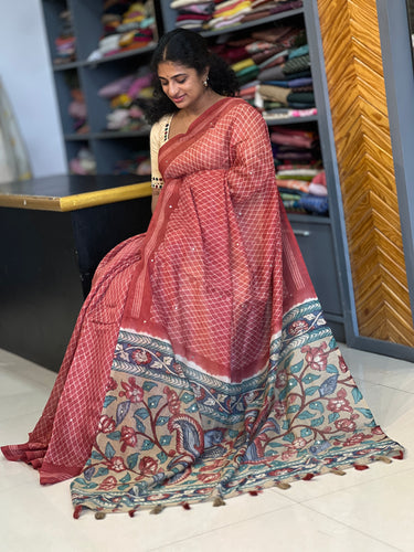 Screen Printed Bhagalpuri Linen Saree | GMS115