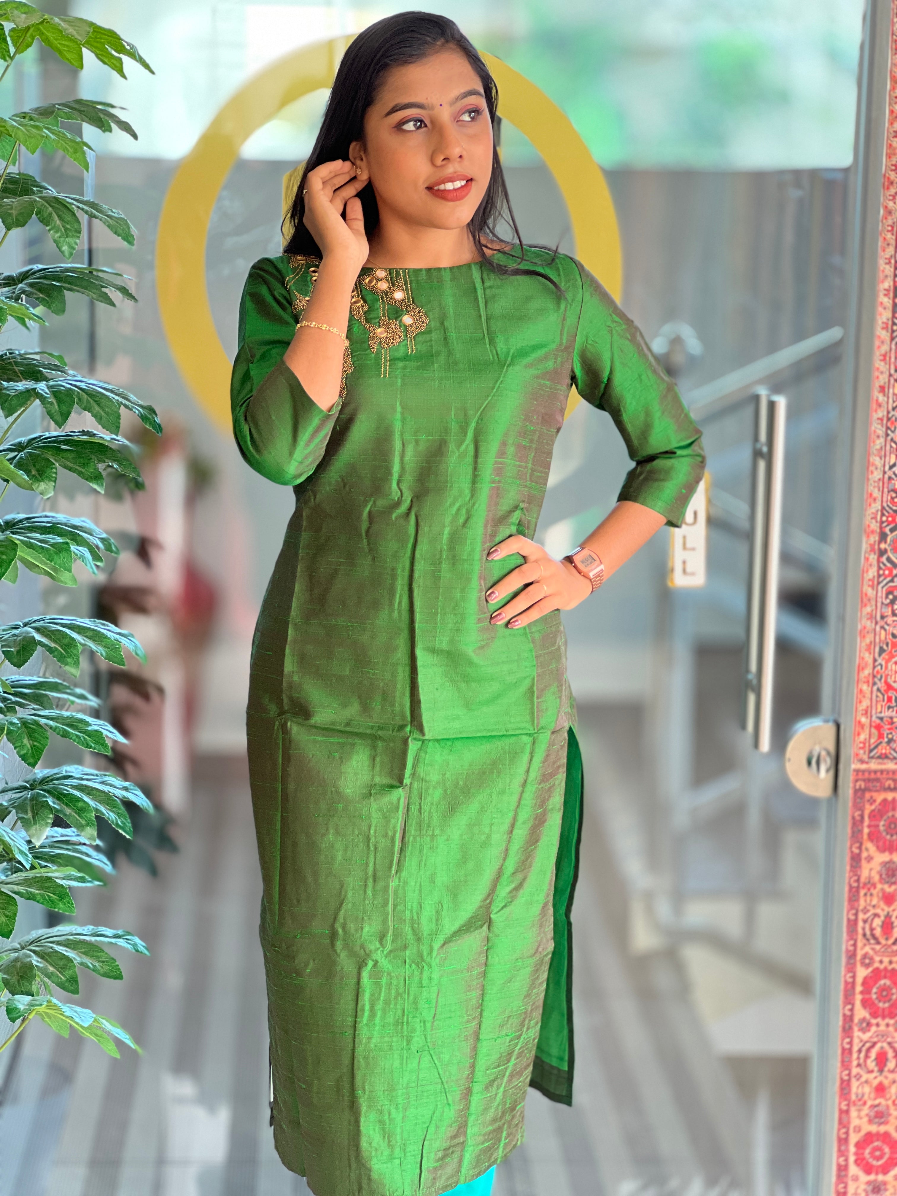 Embroidery Design Yoke Raw Cotton Kurta | DNT627