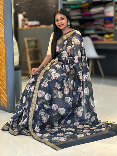 Floral Printed Chanderi Silk Saree | RGD165