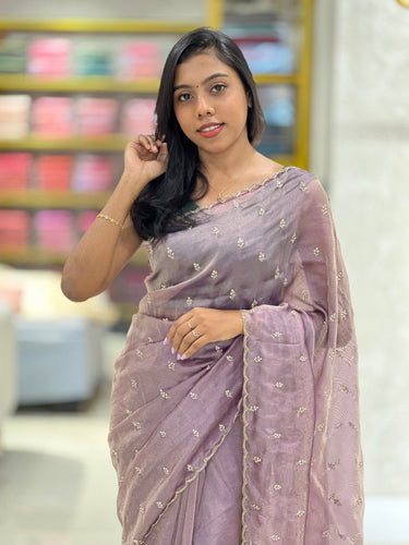 Sugar Beads Detailed Shimmer Georgette Saree | SBP851