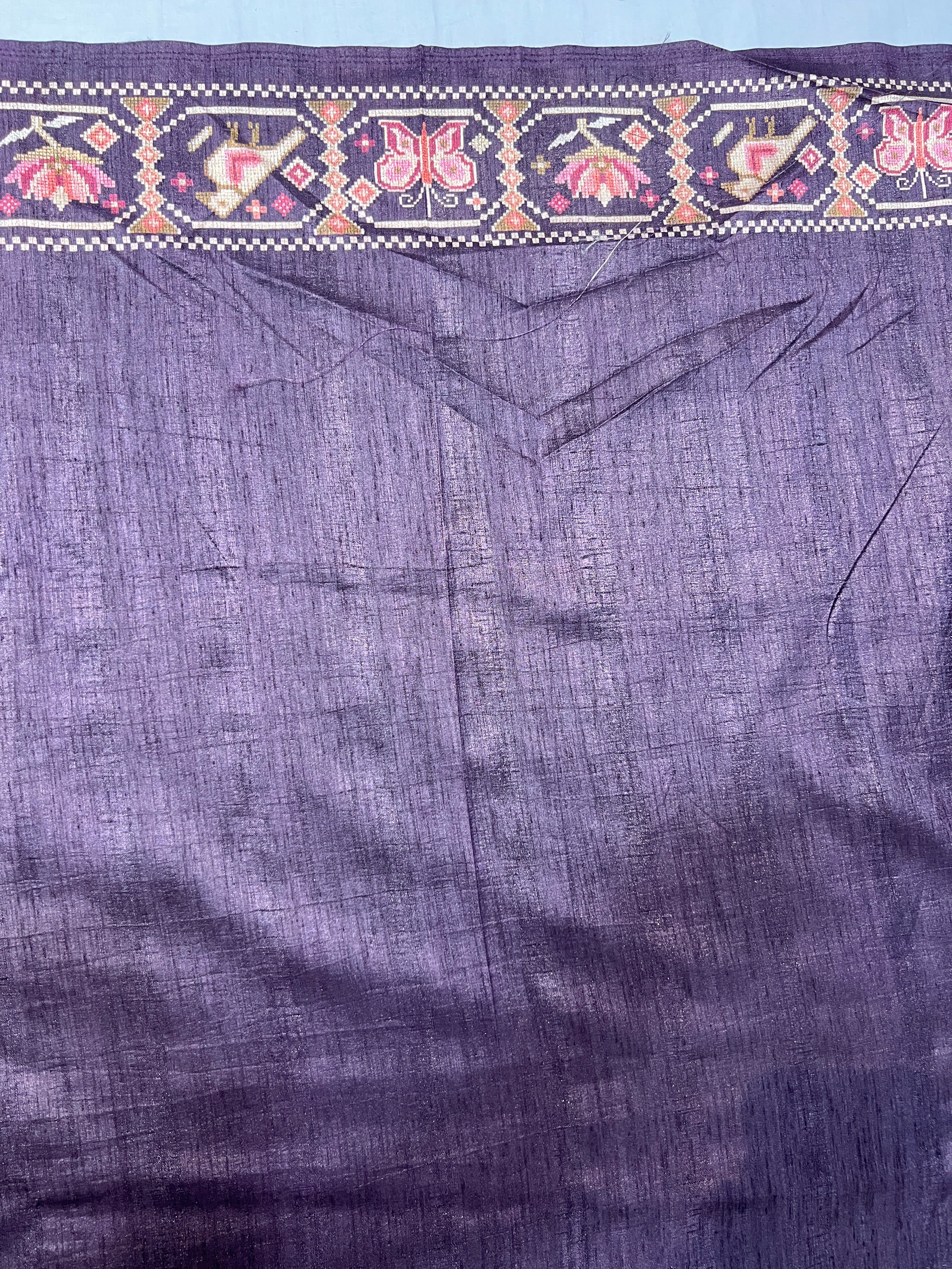 Mirror & Digital Print Detailed Semi Tussar Saree | SSN383