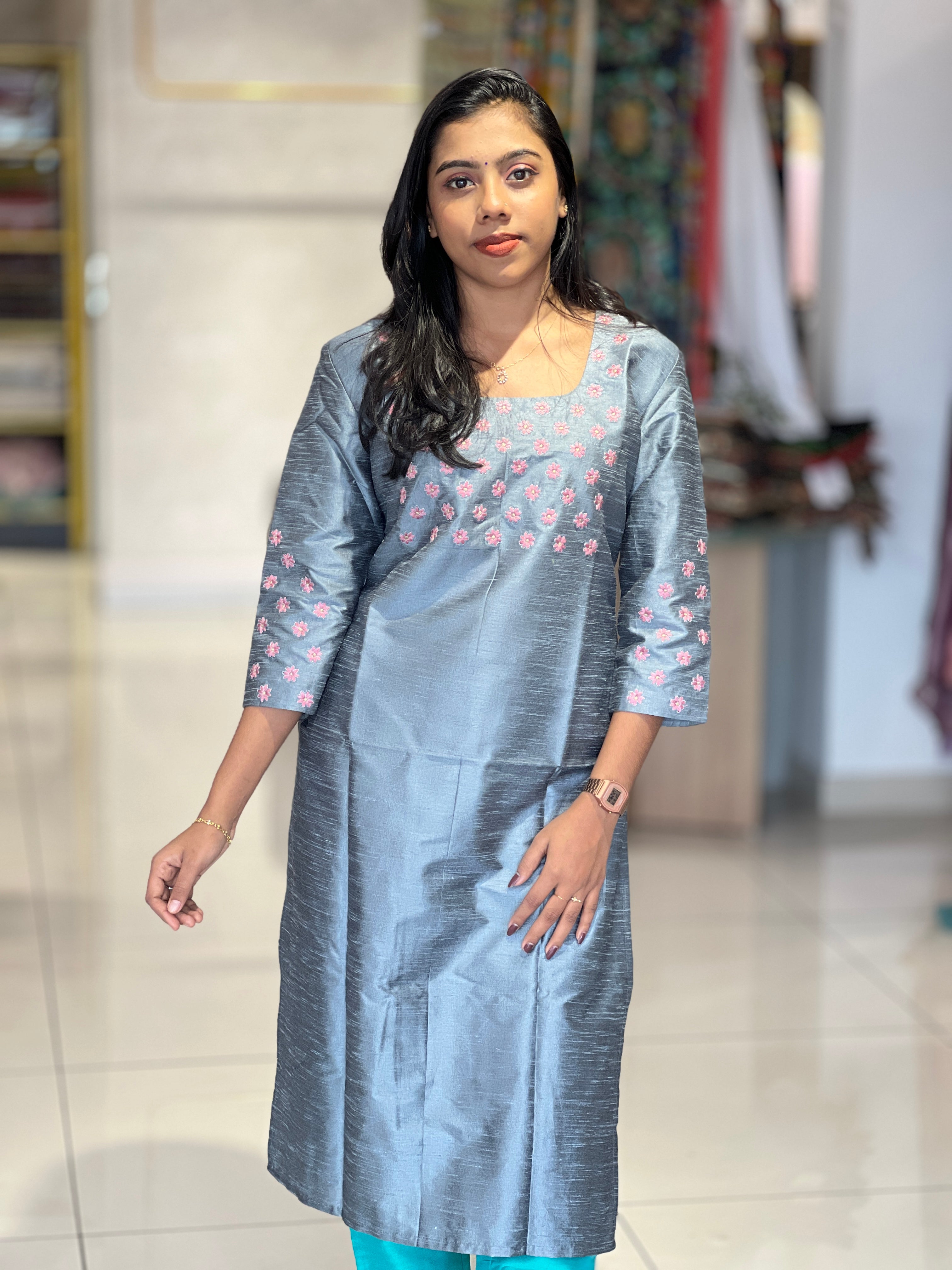 Embroidery Raw Cotton Kurta | DNT623
