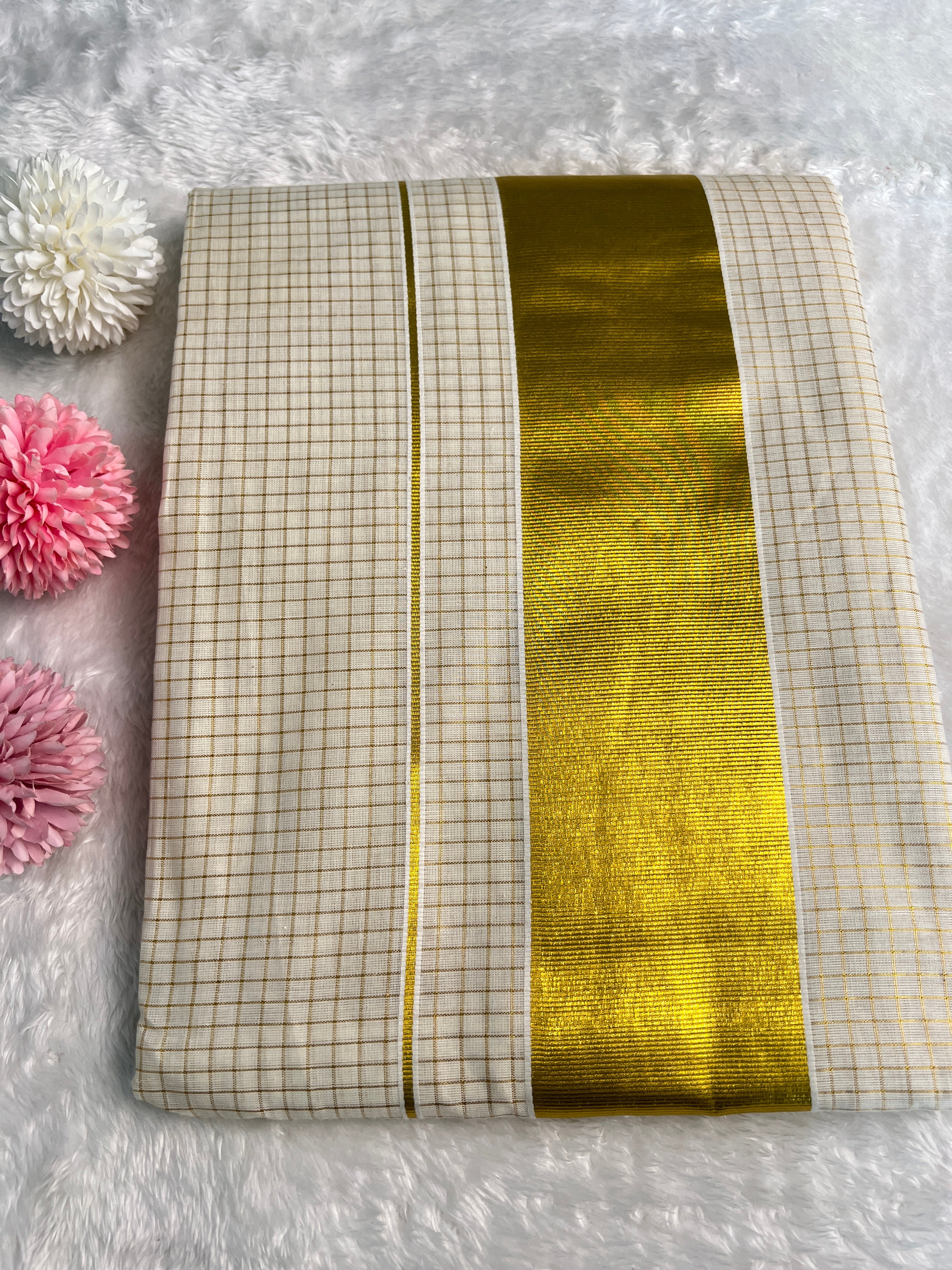 Check Pattern Kerala Cotton Saree | GAT597