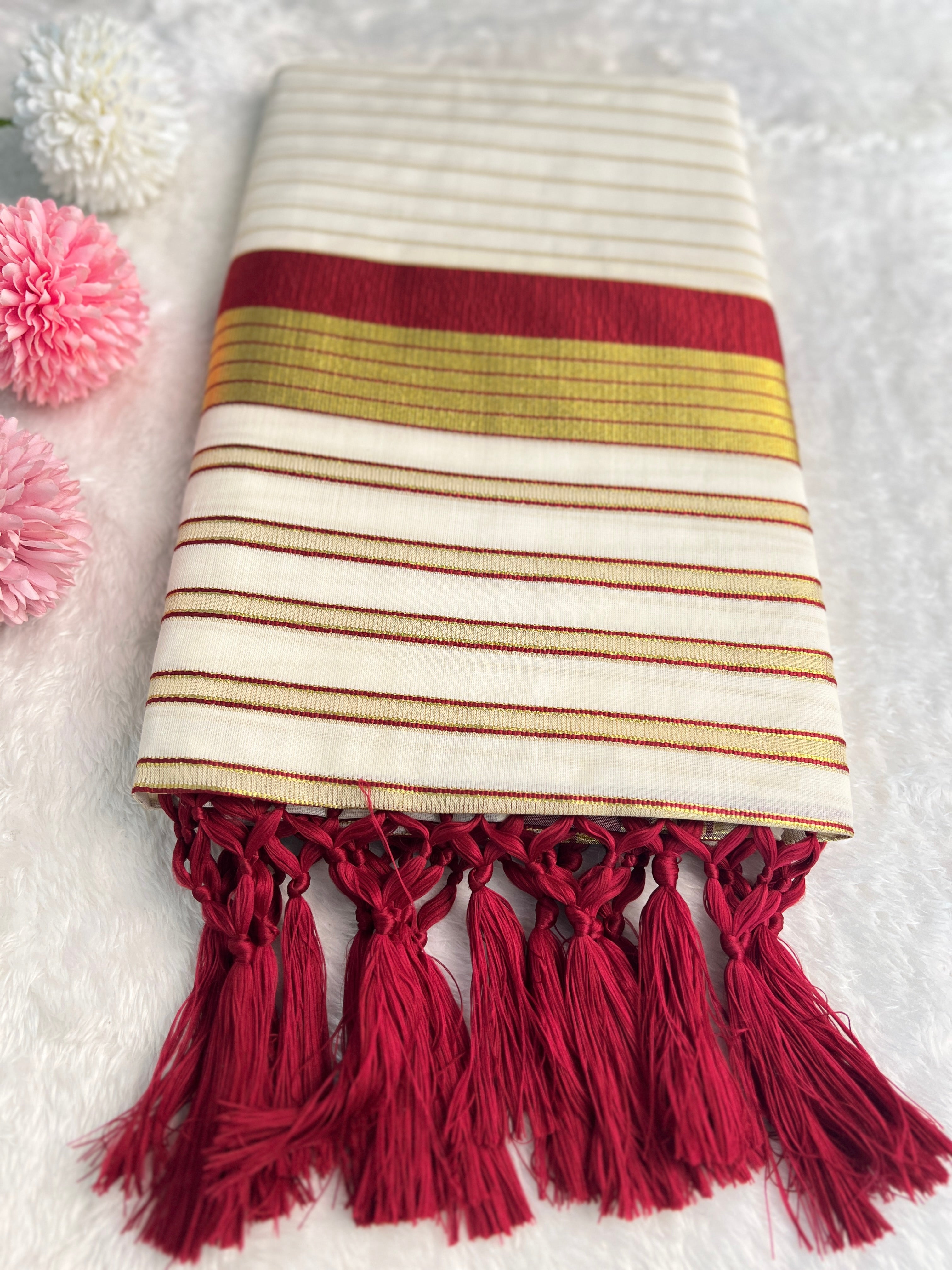Double Border Pattern Kerala Cotton Set Mundu | GAT535
