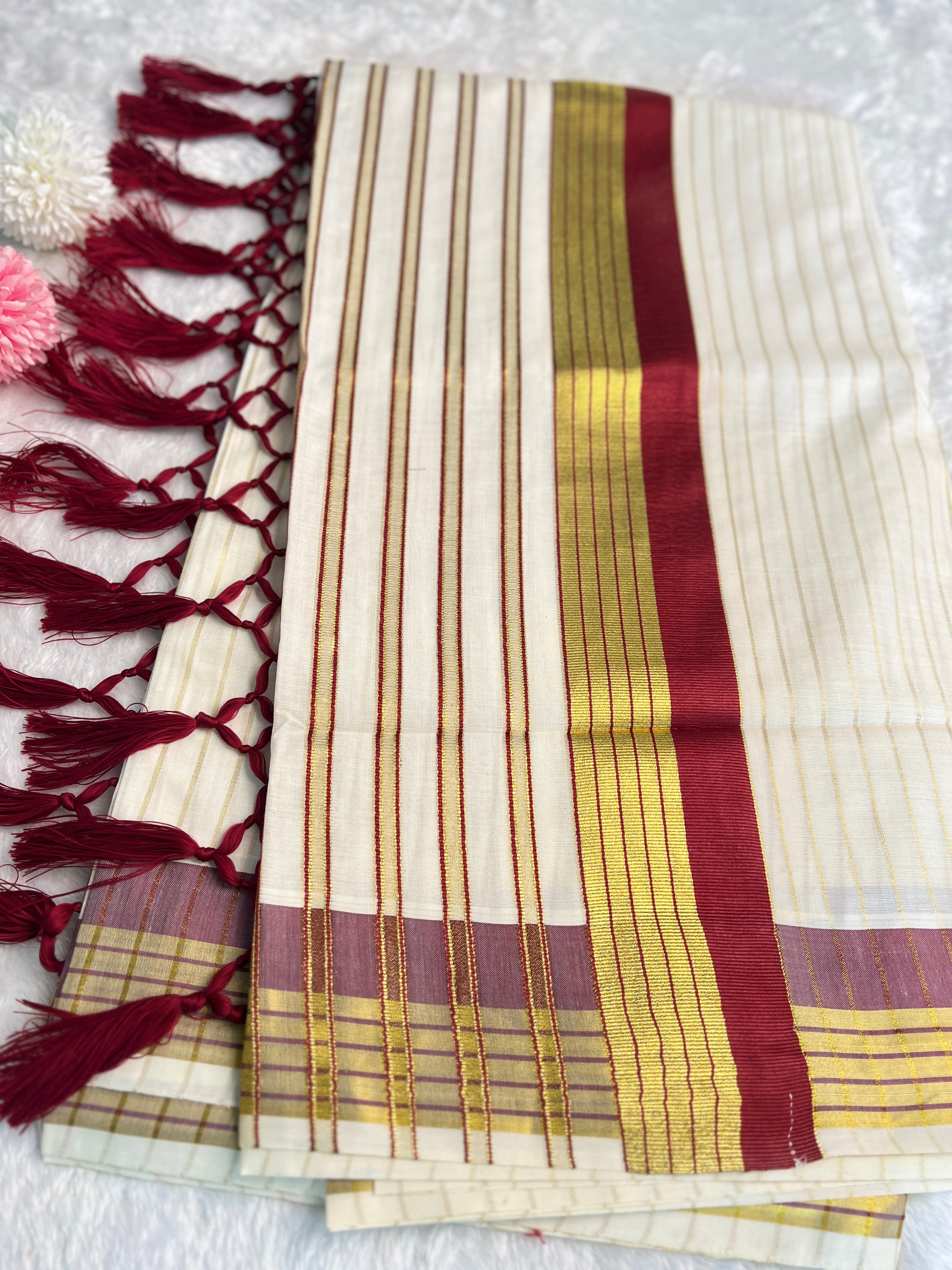 Double Border Pattern Kerala Cotton Set Mundu | GAT535