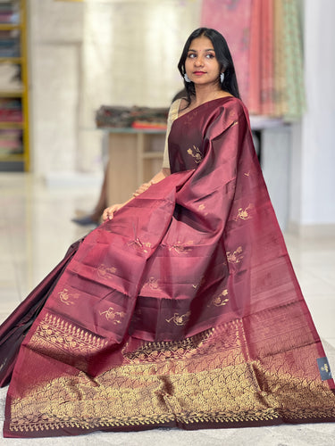 Golden Zari Woven Soft Silk Saree | TT253