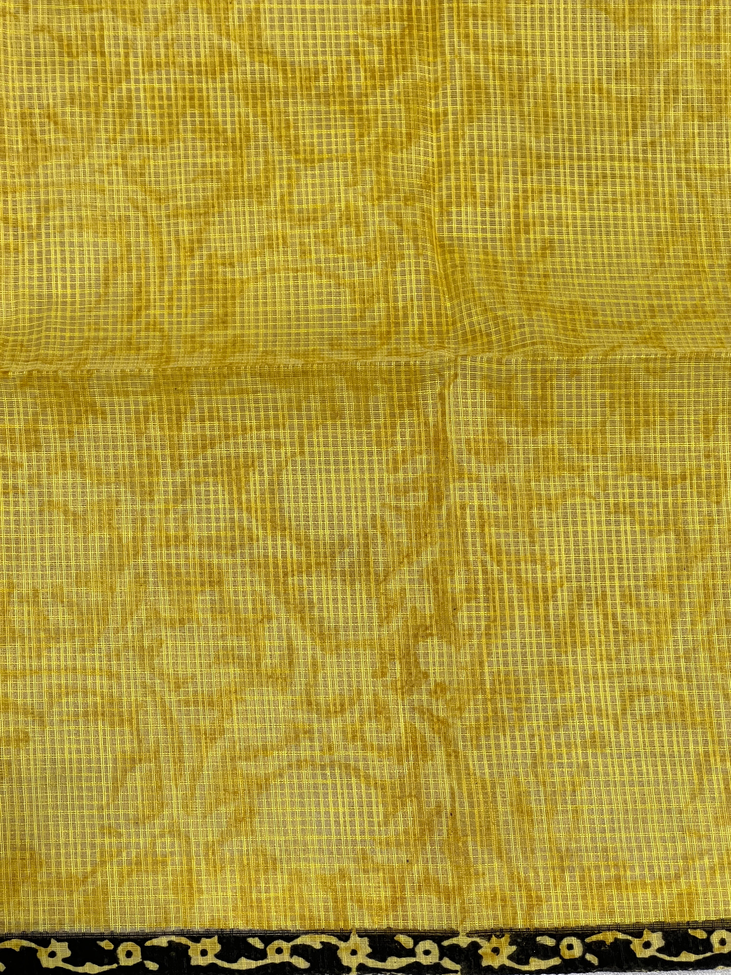 Hand Block Printed Muga Check Organza Saree | JSC435