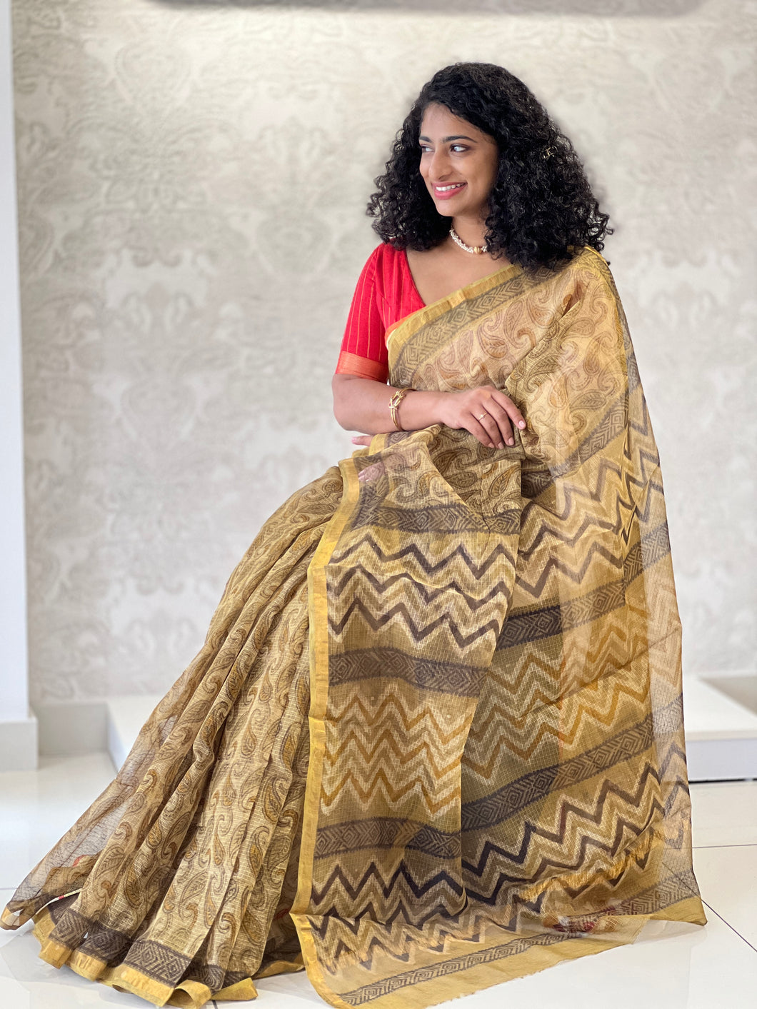 Block Printed Kota Doriya Saree | JKL288