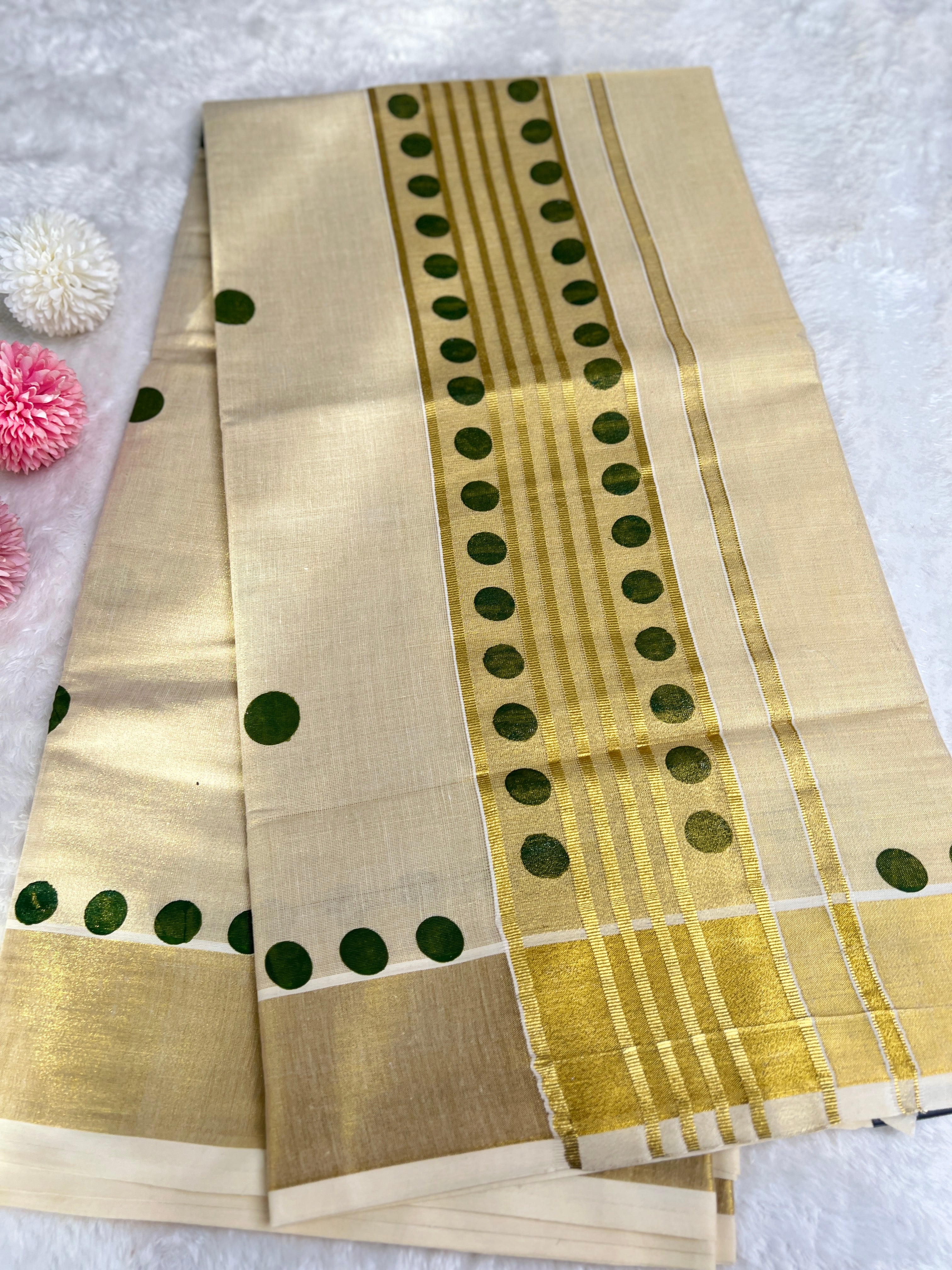 Polka Dots Pattern Tissue Saree | GAT511