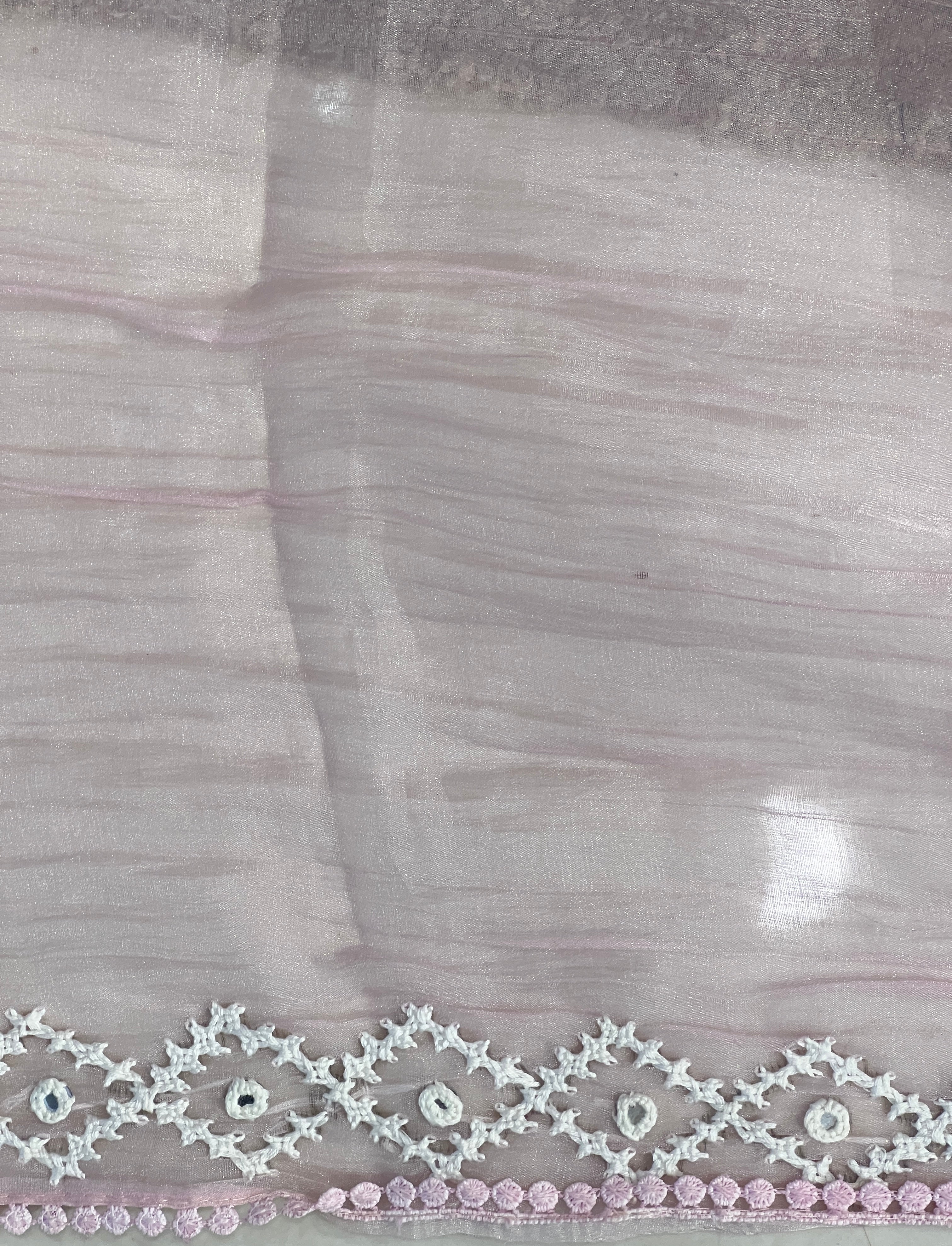 Kutch Work Detailed Crushed Tissue Organza Saree | BLD1915