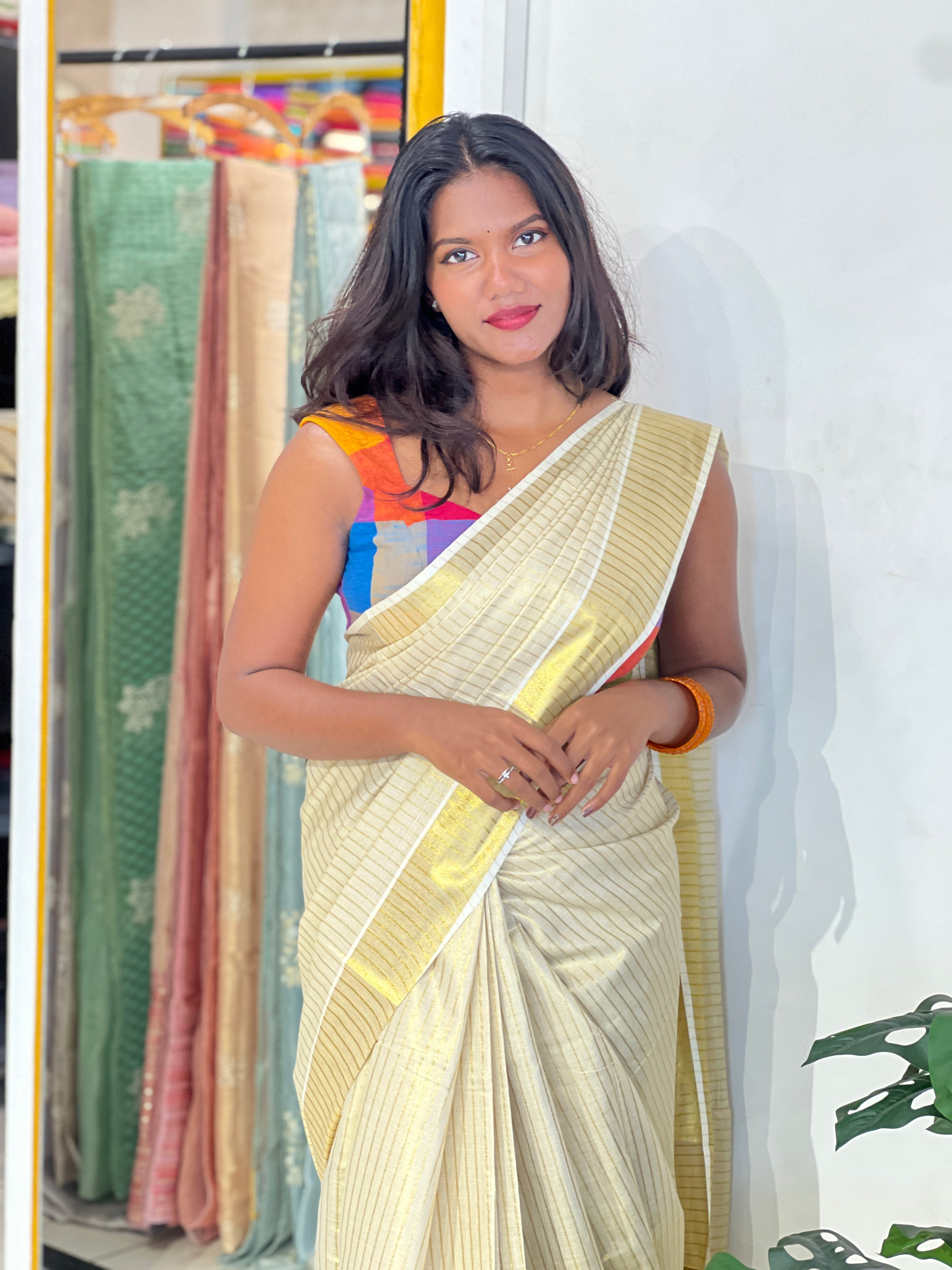 Golden Kasavu Tissue  Saree | GAT606