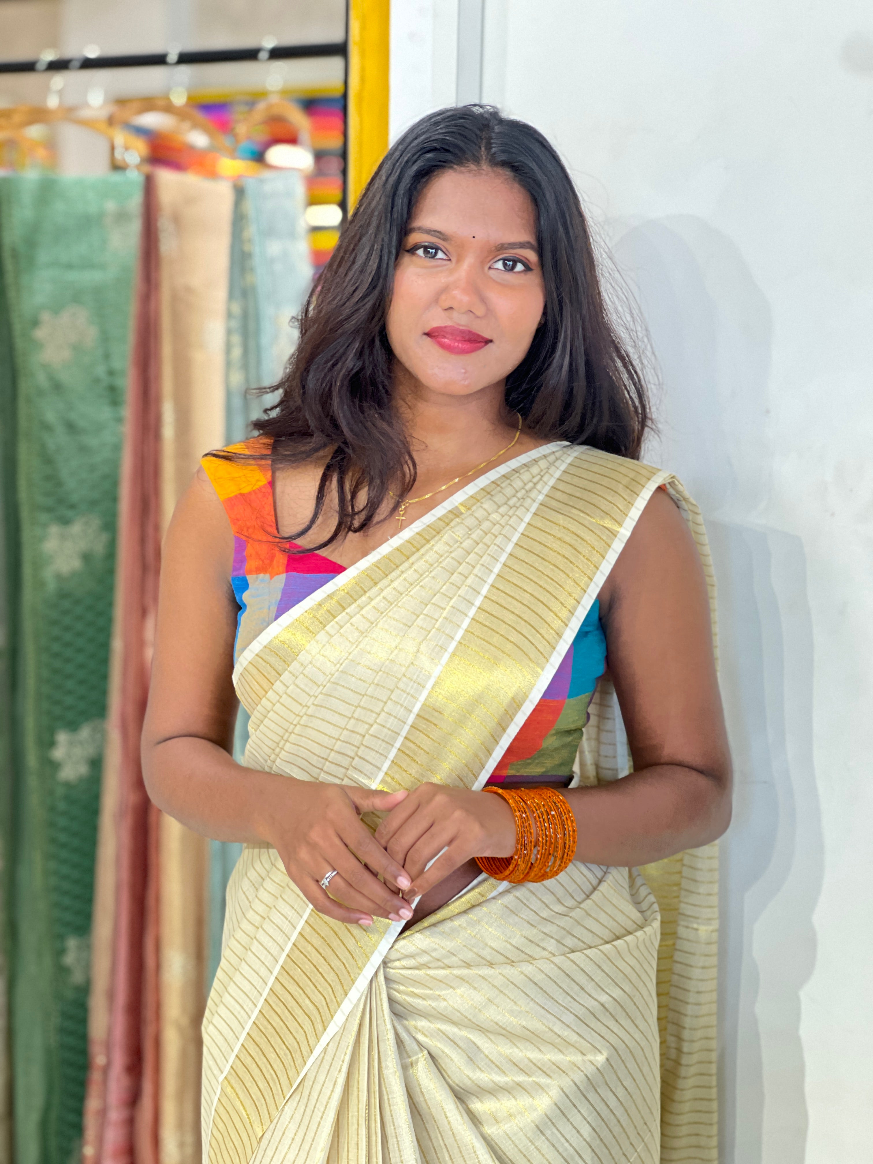 Golden Kasavu Tissue  Saree | GAT606