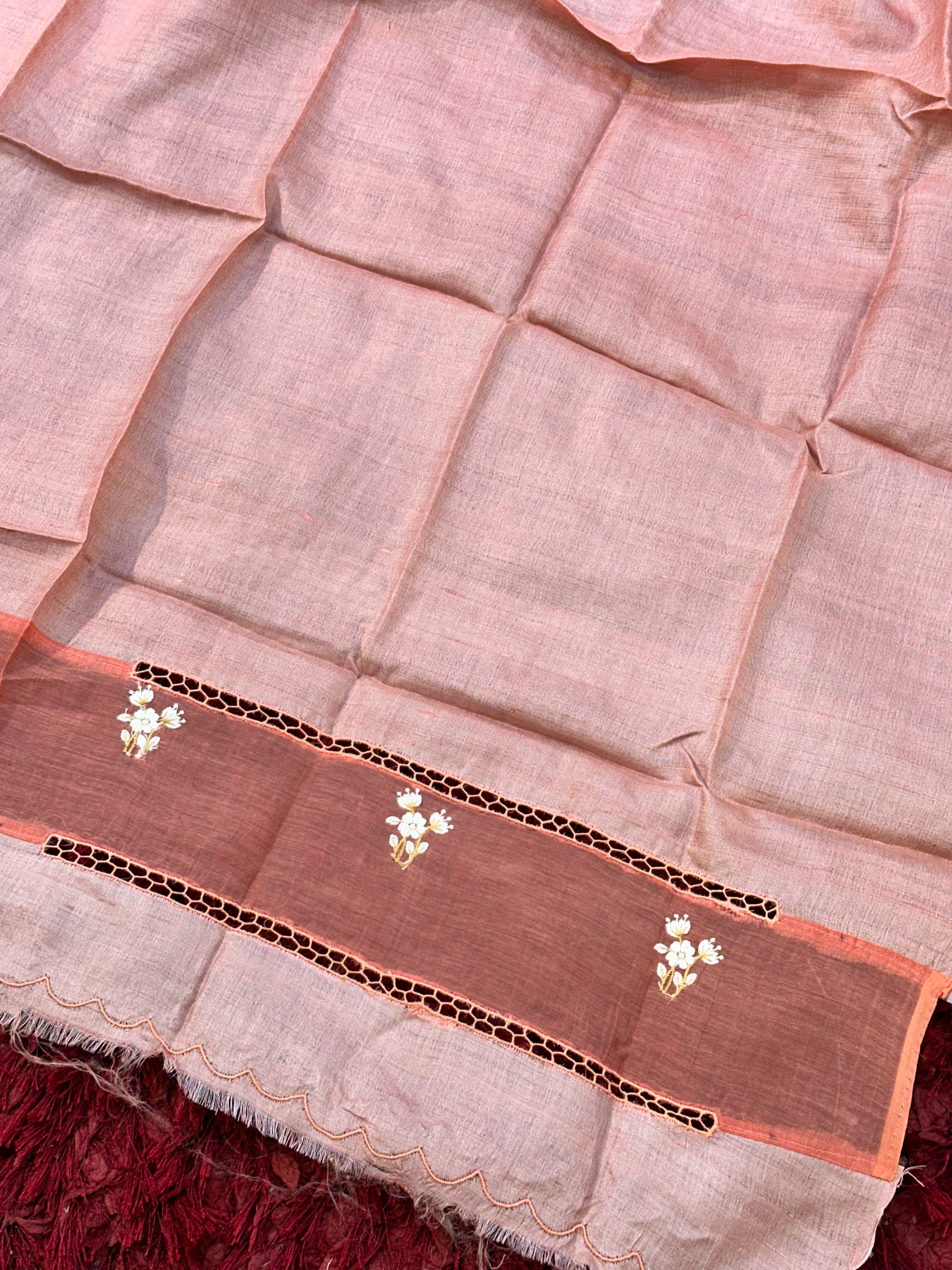Scallop Pattern Twine Cut Desi Tussar Saree | TC501