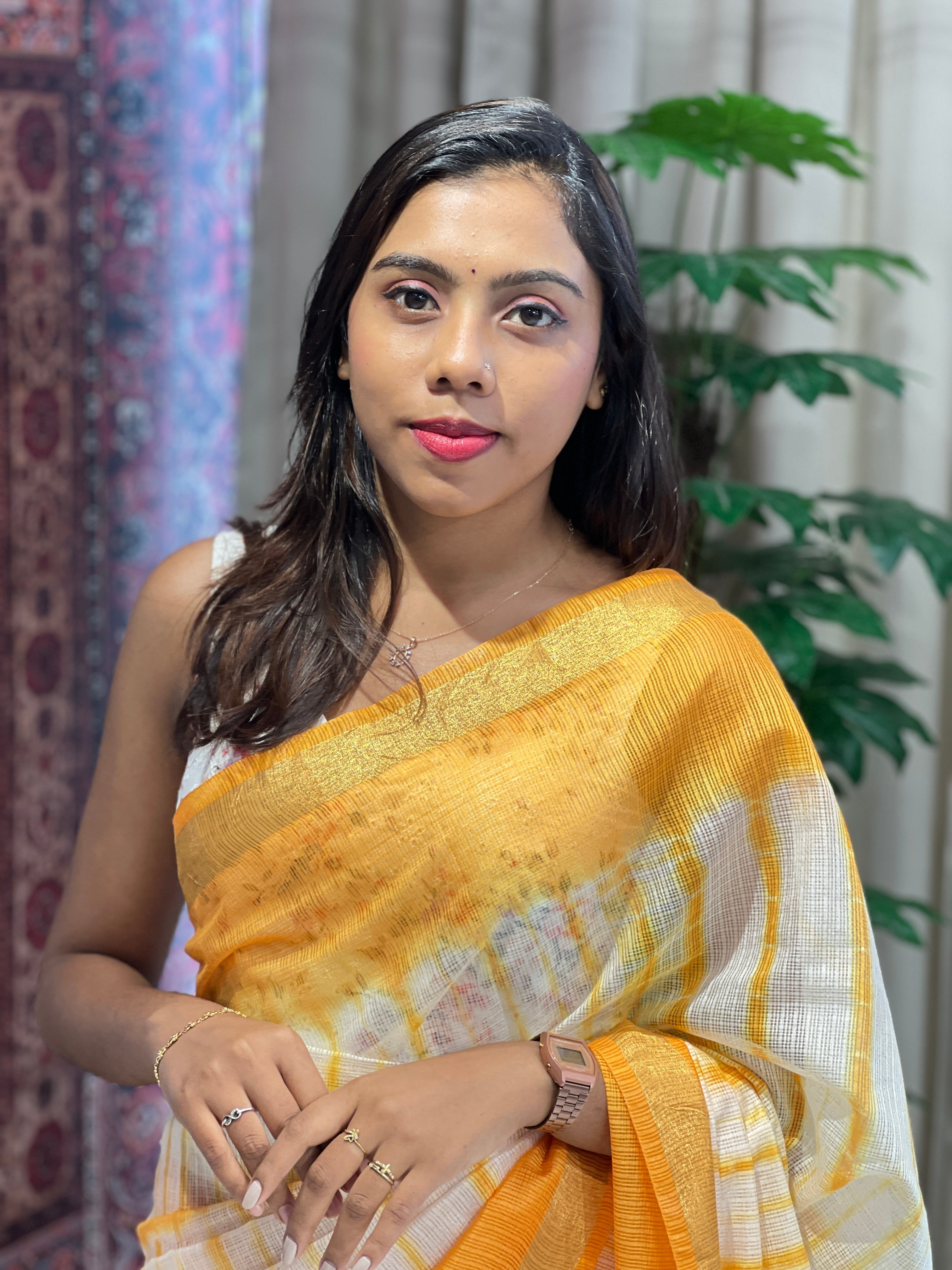 Shibori Patterned Silky Kota Saree | SK424