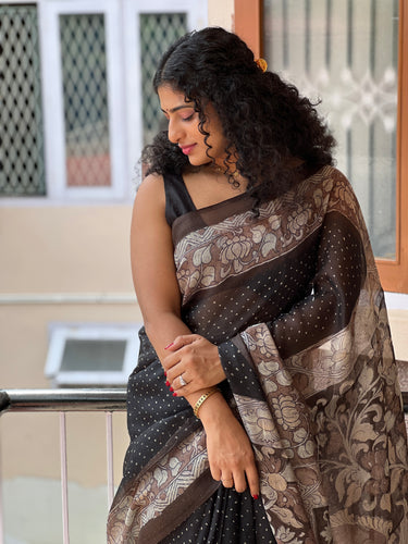 Tie & Dye Pattern Bhagalpuri Linen Saree | GMS110