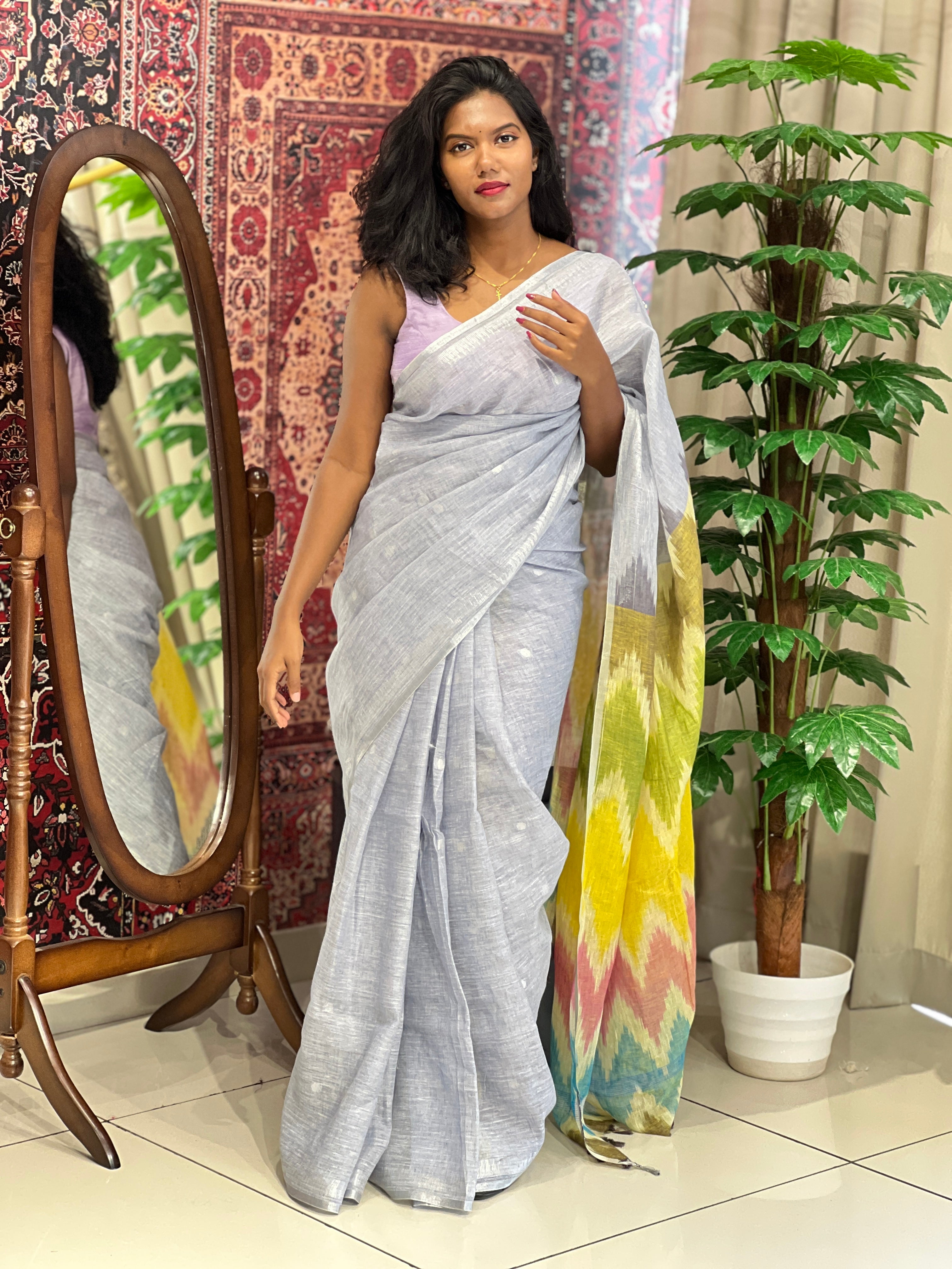 Ikat Inspired Linen Saree | DLS326