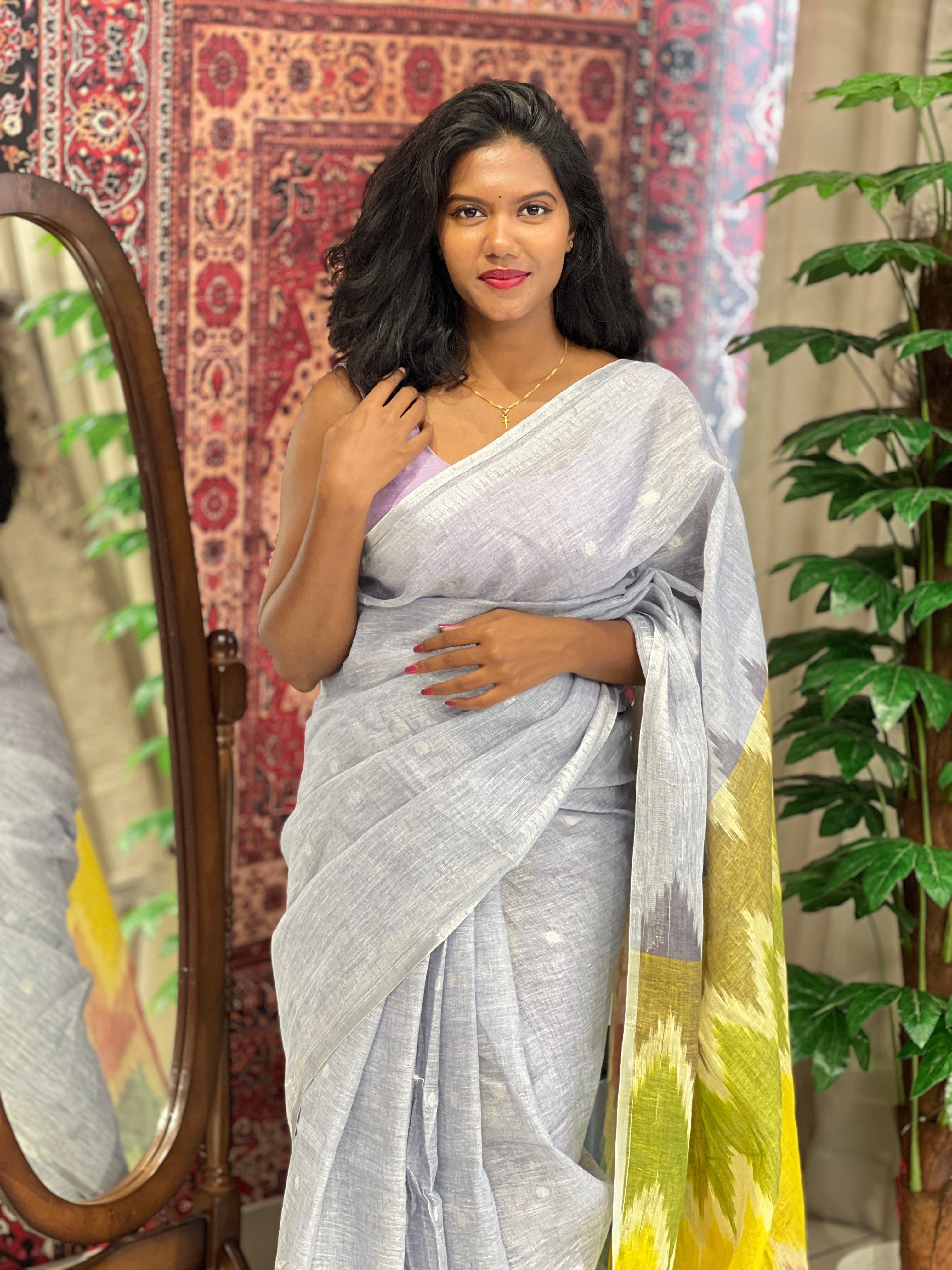Ikat Inspired Linen Saree | DLS326