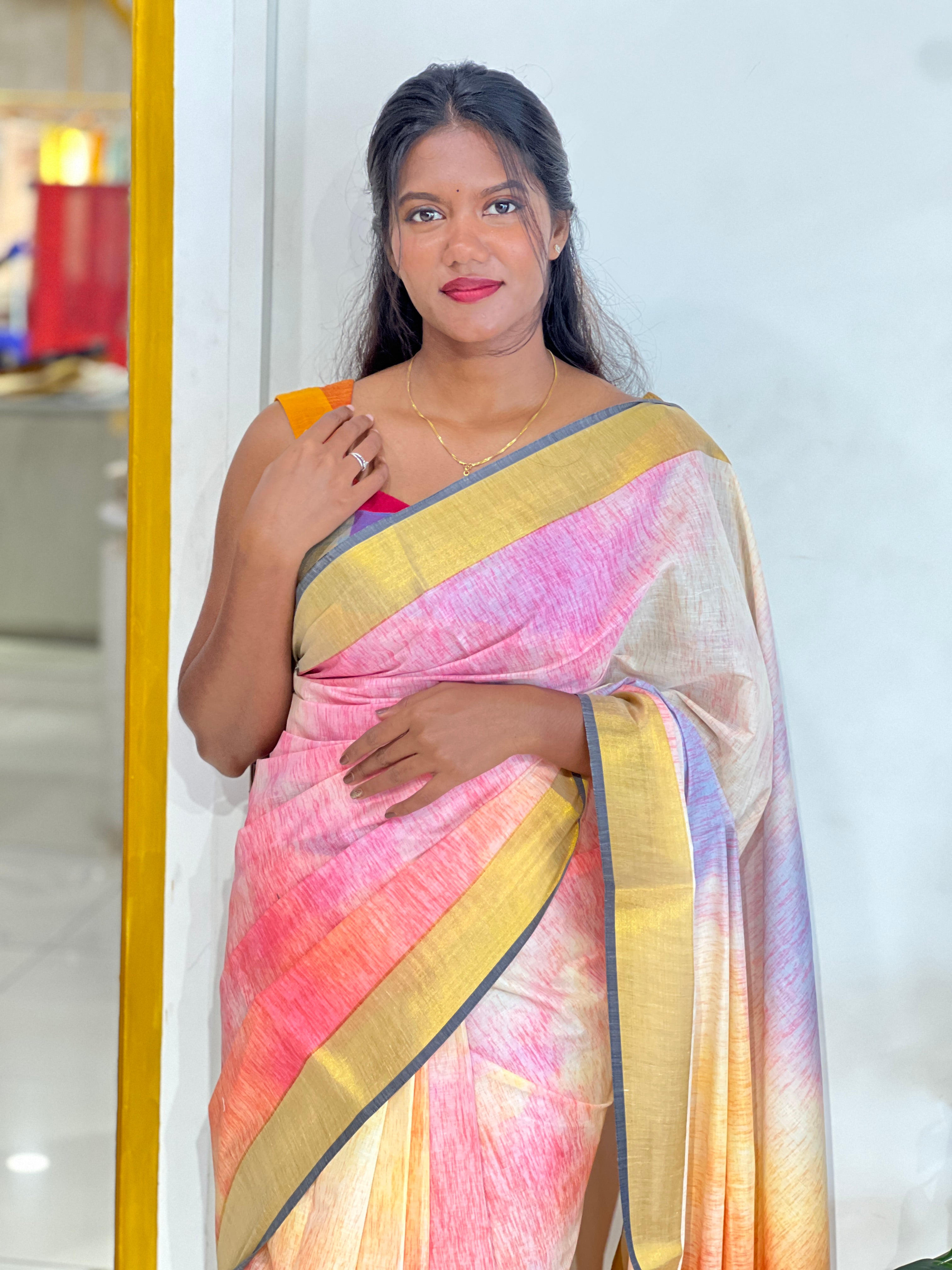 Rainbow Shade Kerala Cotton Saree | PMCT109