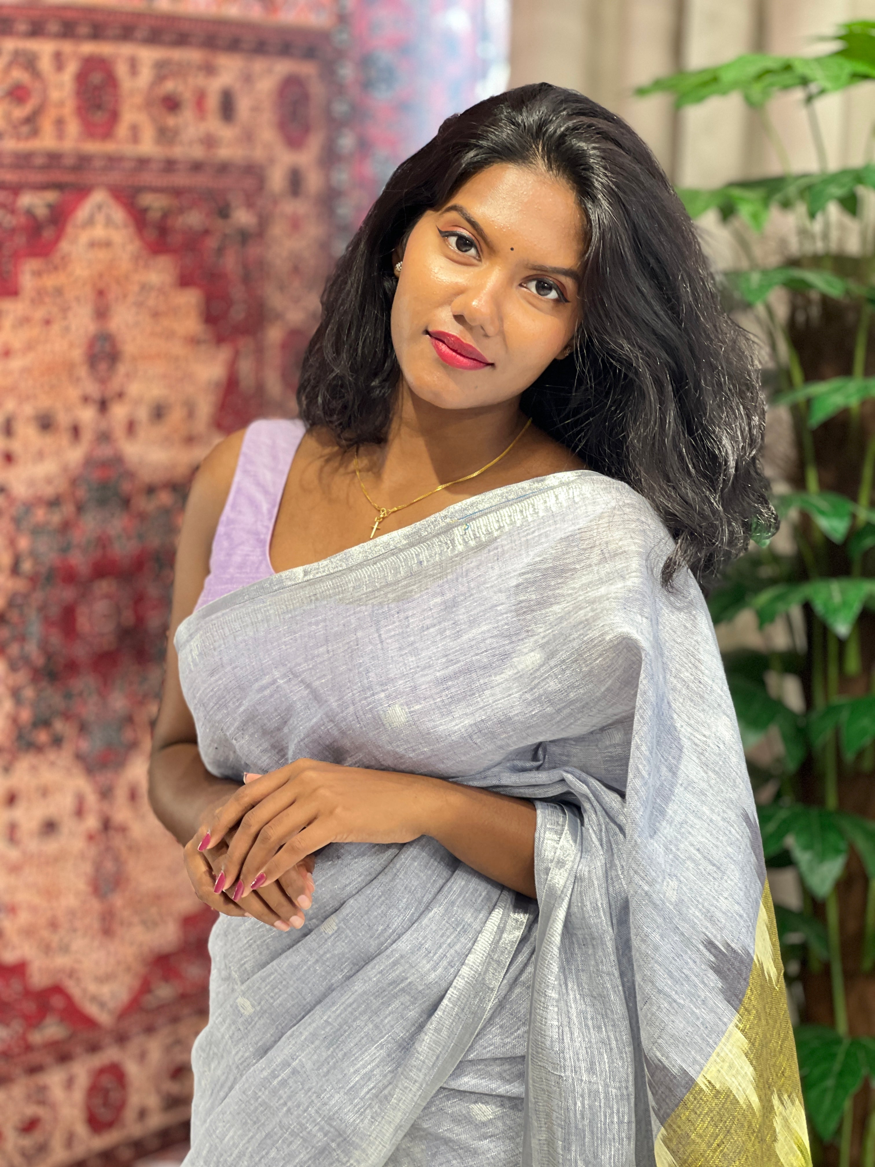 Ikat Inspired Linen Saree | DLS326