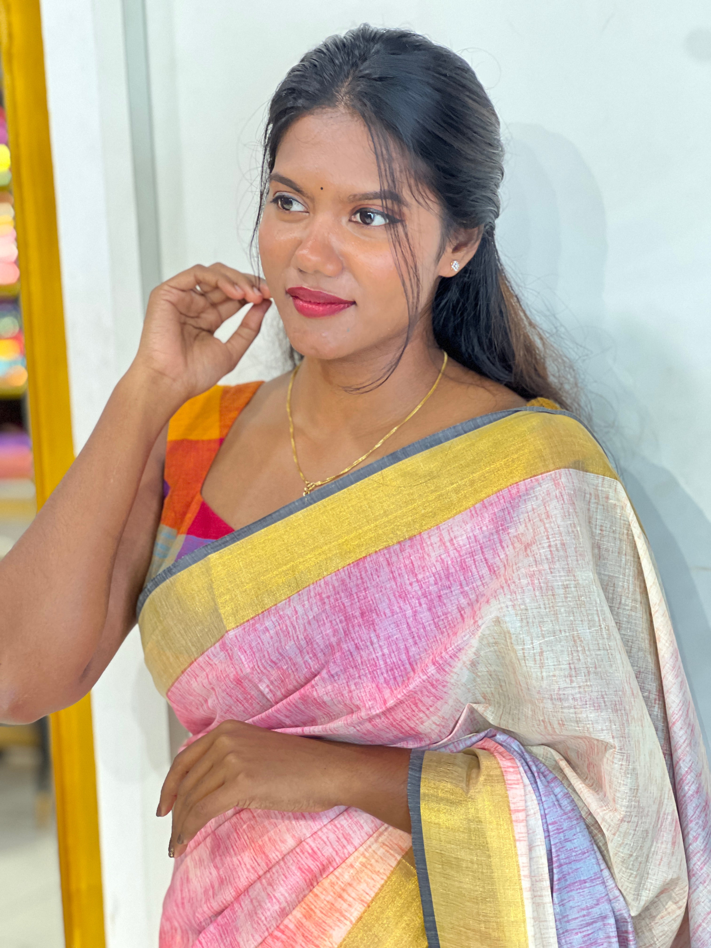 Rainbow Shade Kerala Cotton Saree | PMCT109