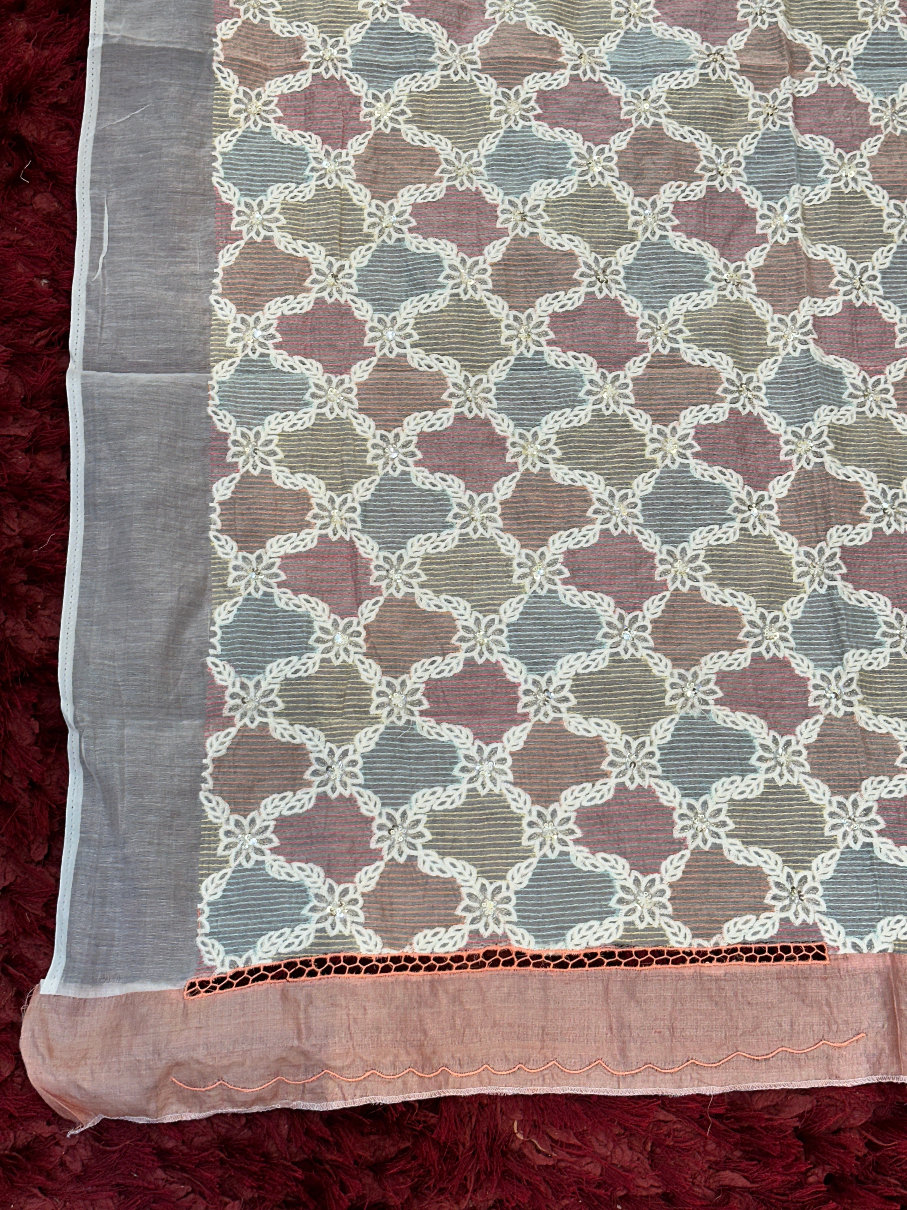 Scallop Pattern Twine Cut Work Desi Tussar Saree | TC502