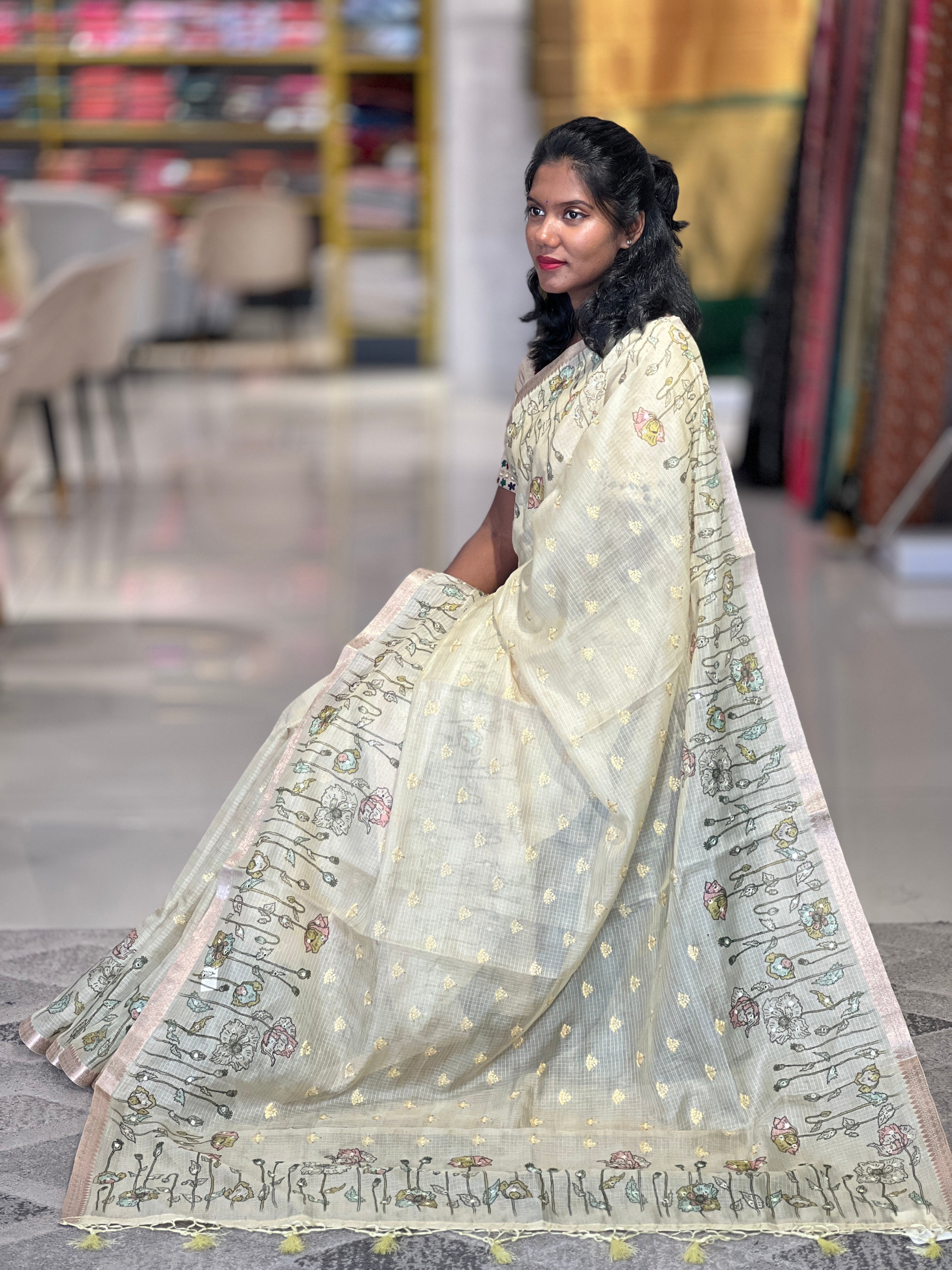 Floral Painted Silky Kota Saree | GMS265