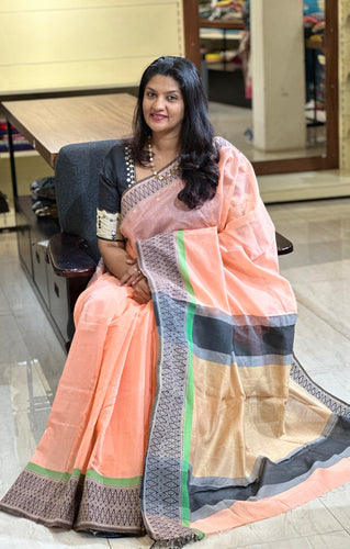 Thread Weaving Border Pattern Chanderi Saree | AHR326