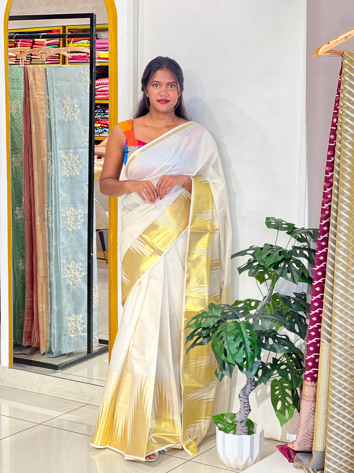 Temple Border Pattern  Kerala Cotton Saree | RLF147